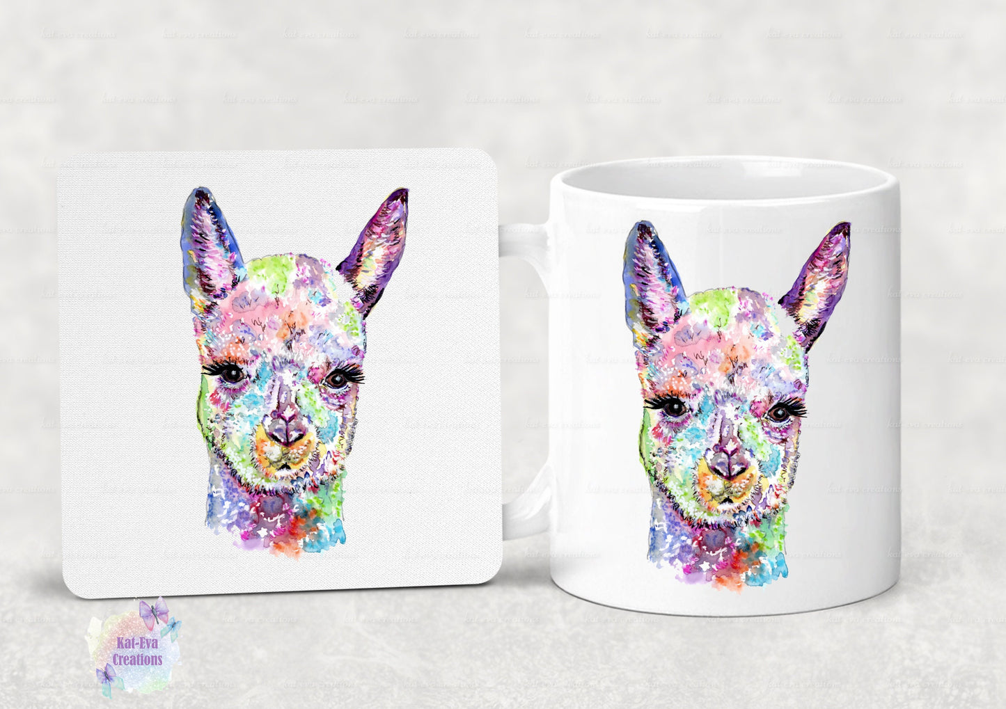 Personalised alpaca mug, llama cup. Ideal birthday or christmas gift, Secret santa present or stocking filler. watercolour animal mug