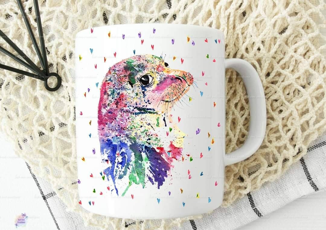 personalised watercolour seal mug or mug and coaster set