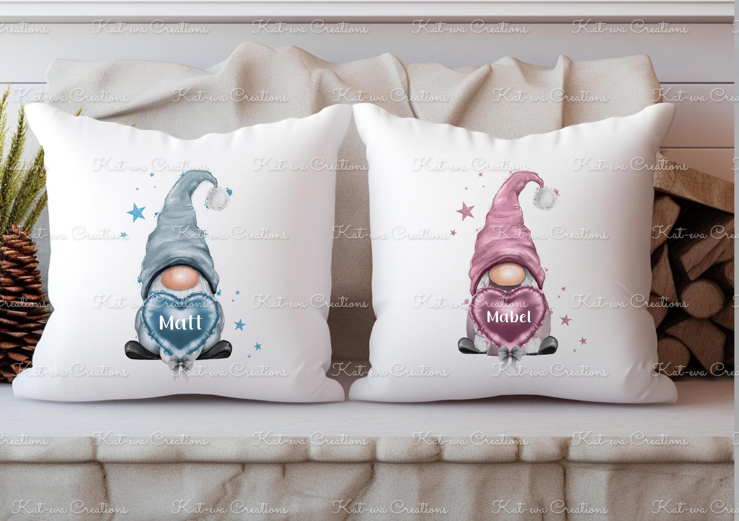 personalised gonk cushion. personalised gnome pillow. Ideal christmas present, secret santa gift. birthday, wedding engagement gifts
