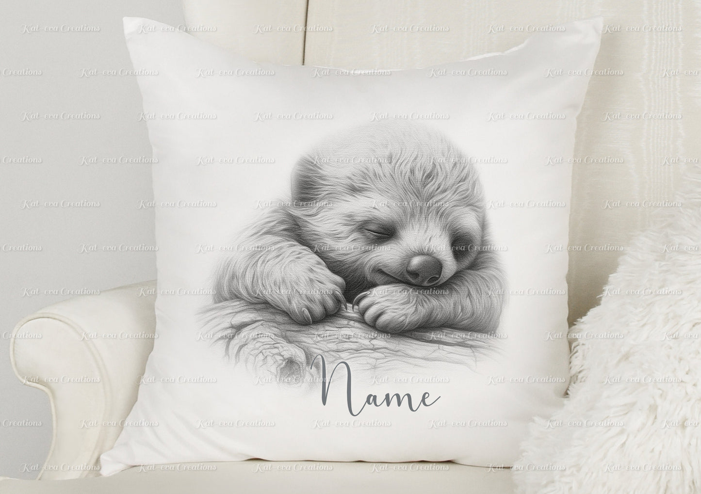 sloth cushion. personalised cute baby sloth pillow. ideal christmas, secret santa, stocking filler, or birthday gift