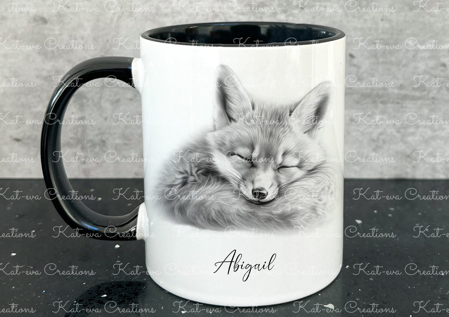 sleeping fox mug. Personalised fox cup. Ideal gift for Christmas. Birthday, secret santa or stocking filler