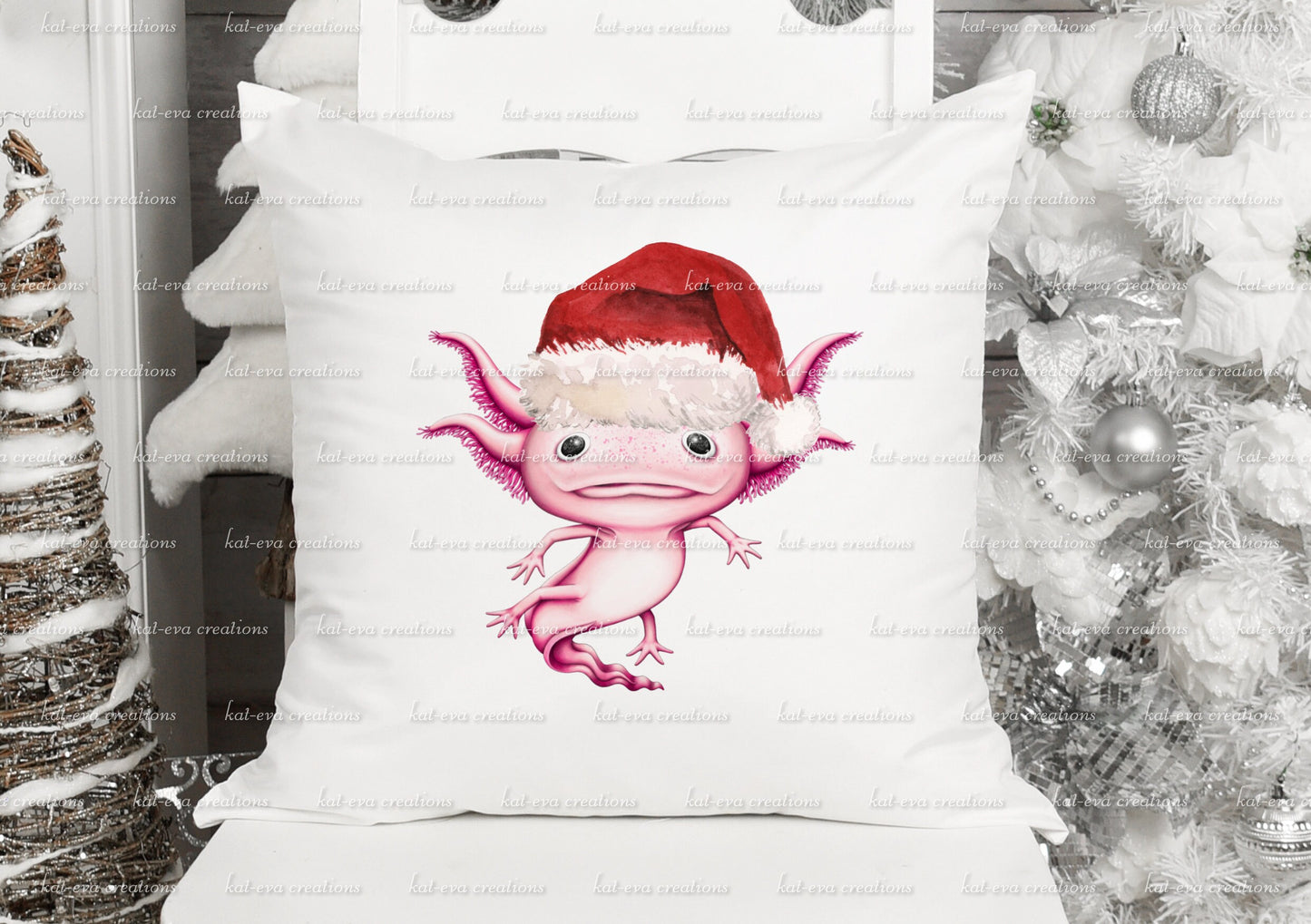 personalised axolotl christmas cushion