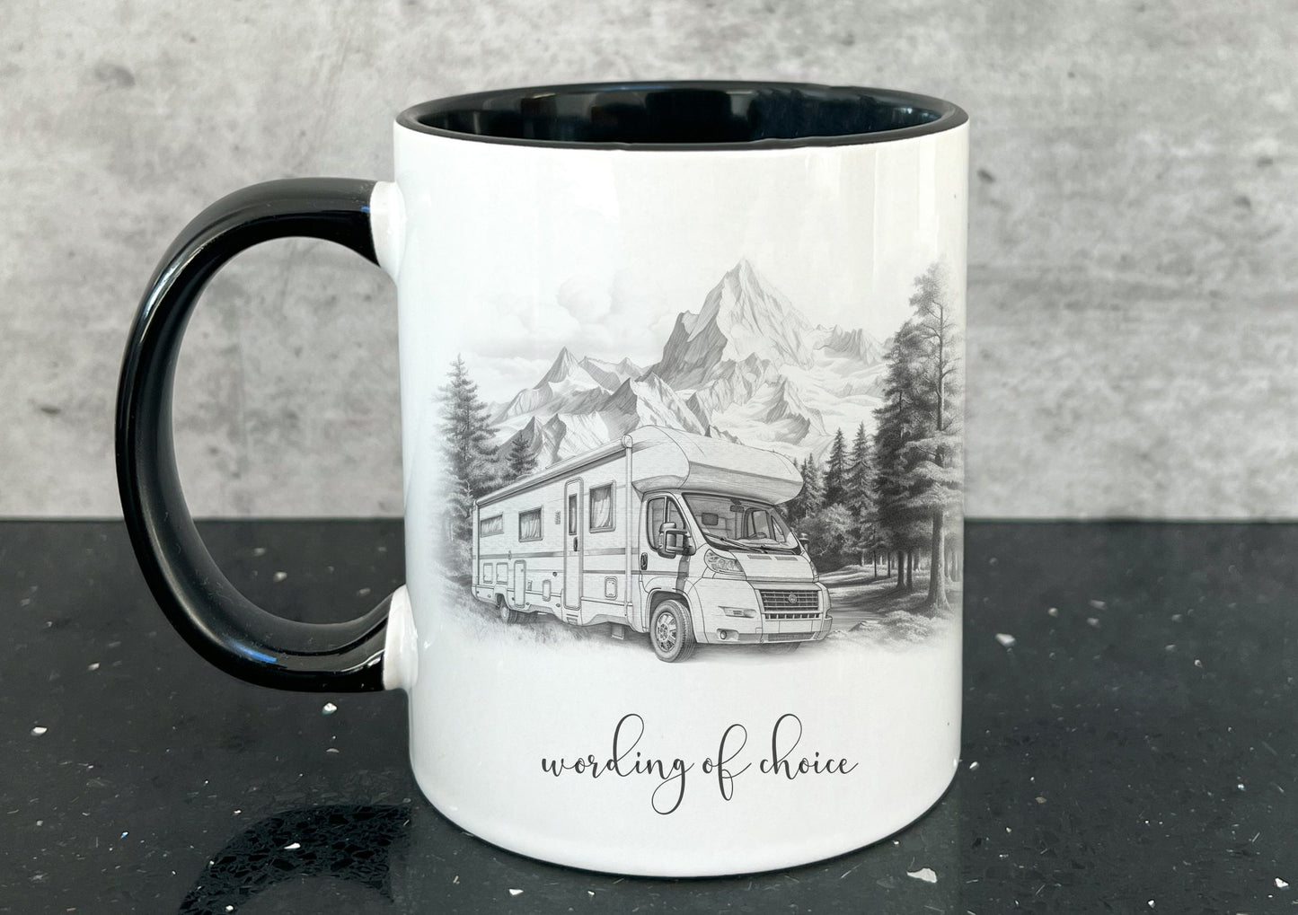 Campervan mug. personalised motorhome cup. Camping and caravanning gift. summer holiday present