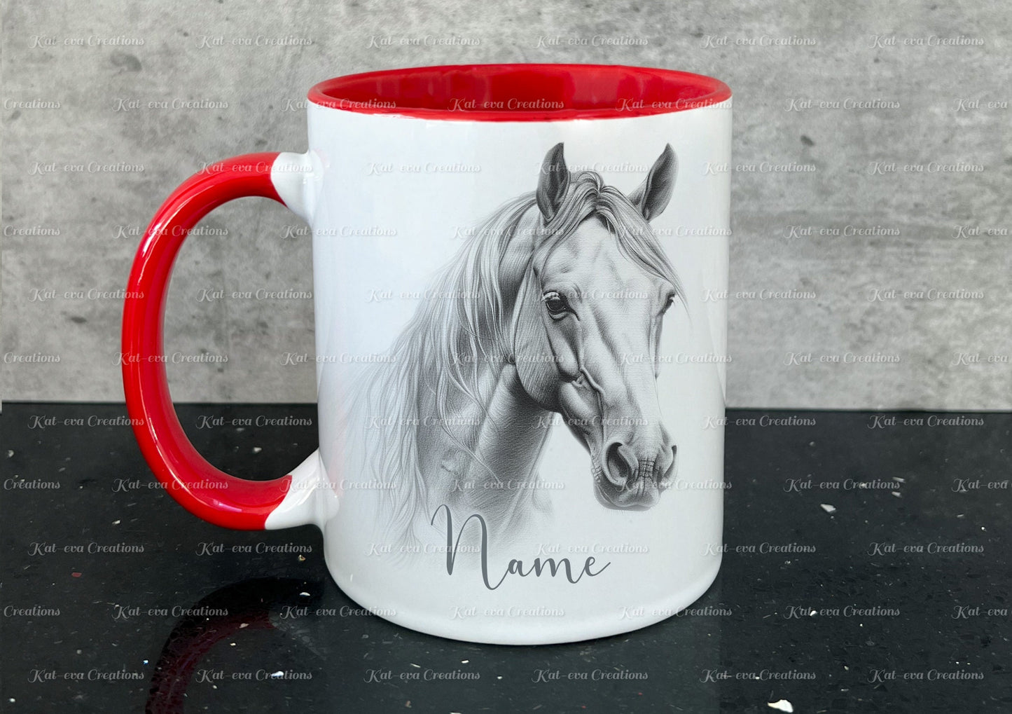 horse mug. Personalised sketch horse cup. Ideal gift for Christmas. Birthday, secret santa or stocking filler
