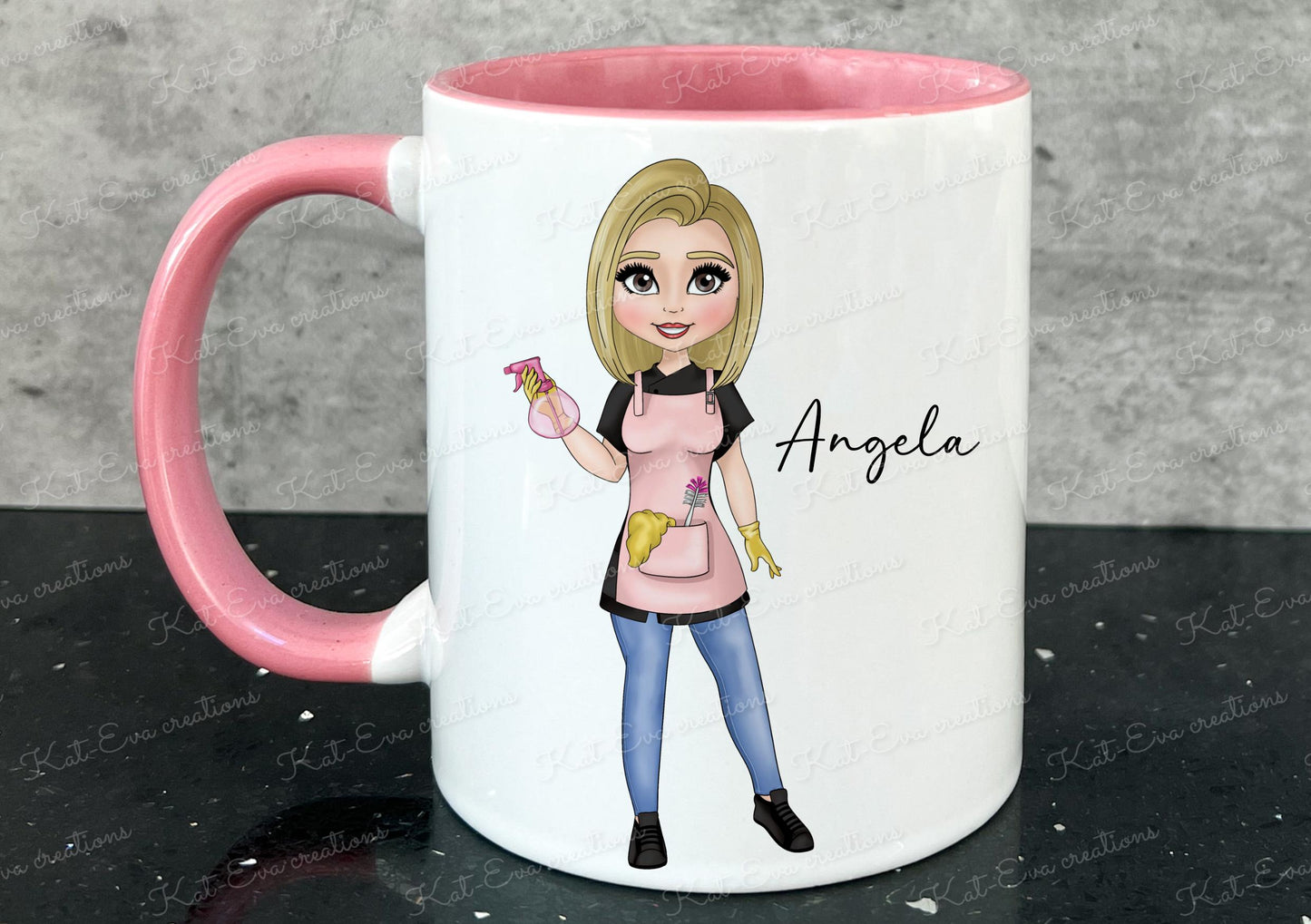 Cleaner mug, Personalised cleaner cup. ideal christmas or birthday gift. Choice of characters