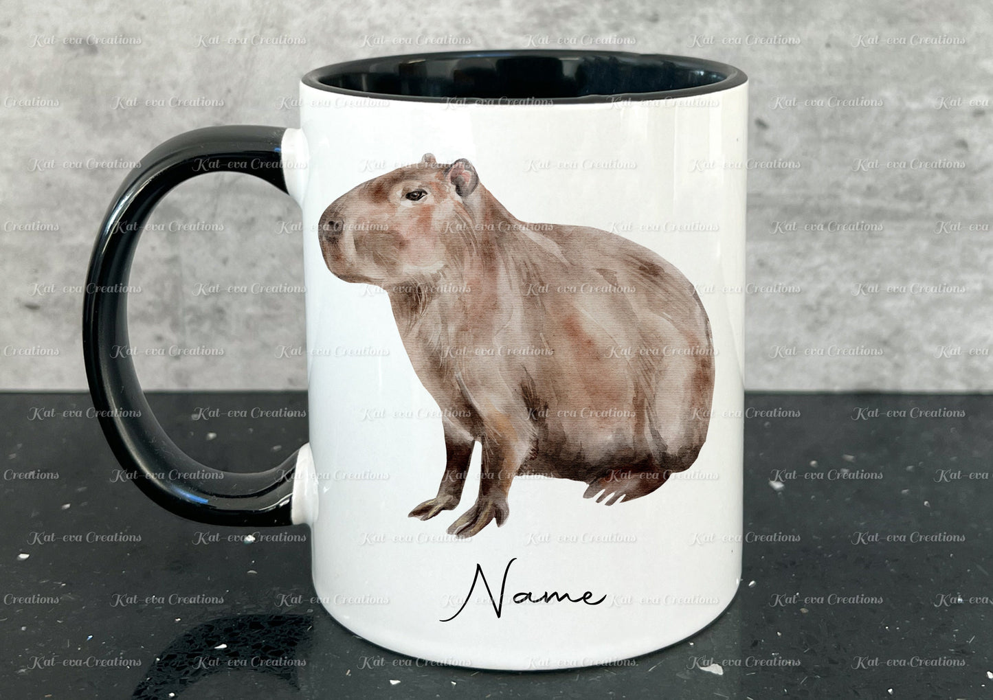 personalised watercolour capybara mug
