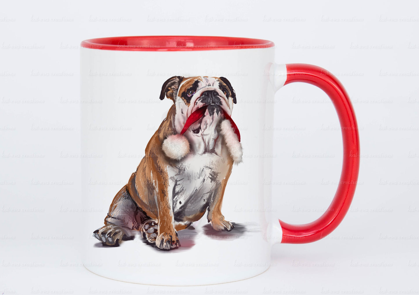Christmas Bulldog personalised mug. English bulldog, British bulldog