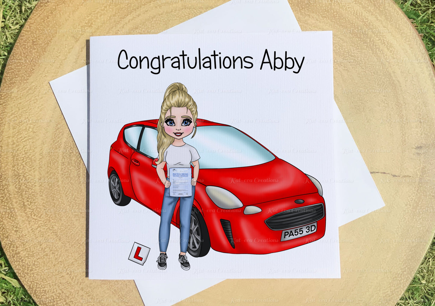 Driving test card. personalised congratulations on passing you driving test card. You have passed.