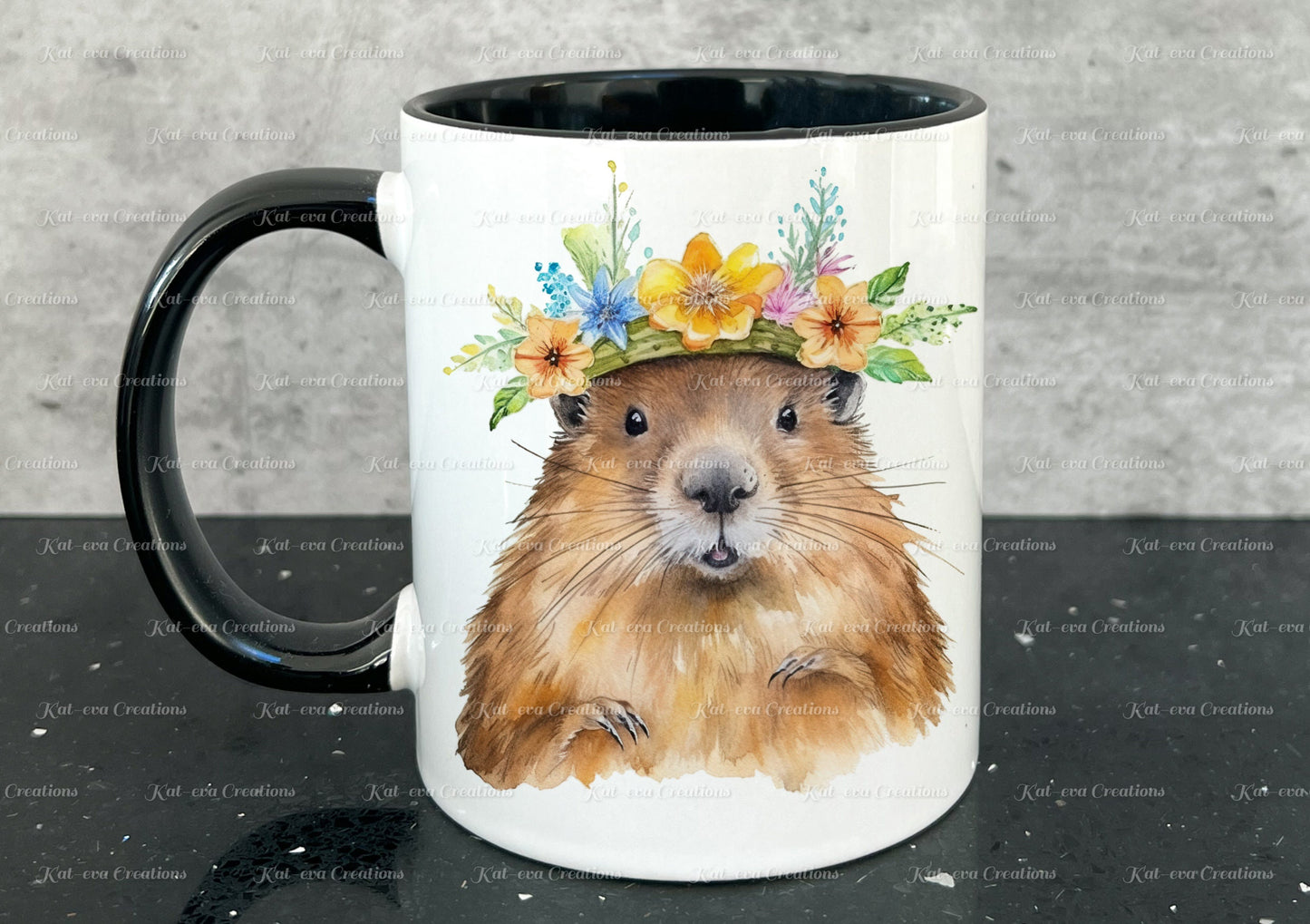 personalised beaver mug. Gorgeous Floral Beaver Cup. Ideal for birthday, secret santa, stocking filler or Christmas present