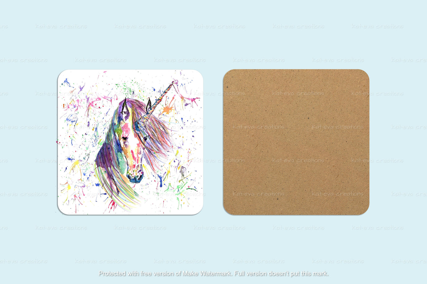 Stunning watercolour unicorn mug or mug and coaster set. can be personalised