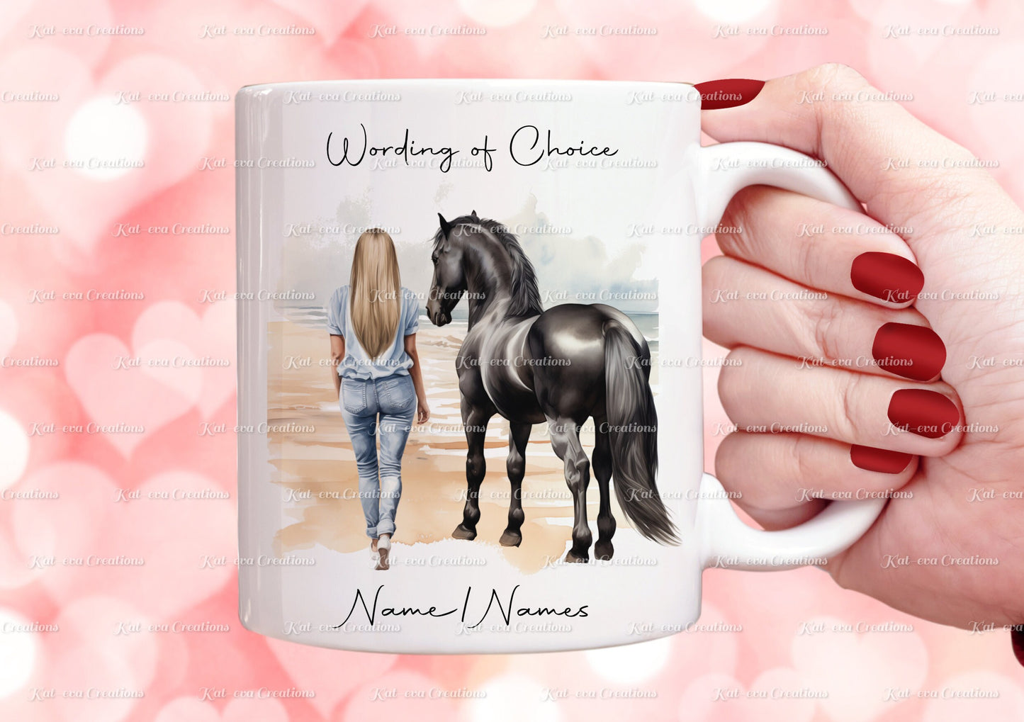 Horse mug. personalised horse mug. Lots of different girls and horses available