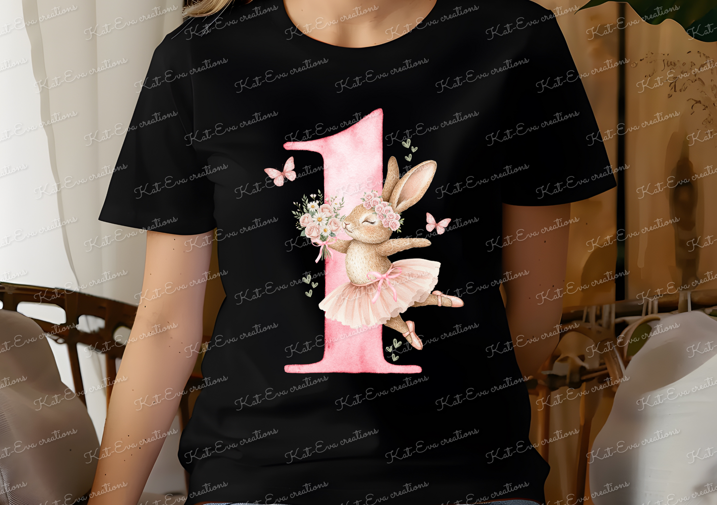 bunny ballerina number tshirt