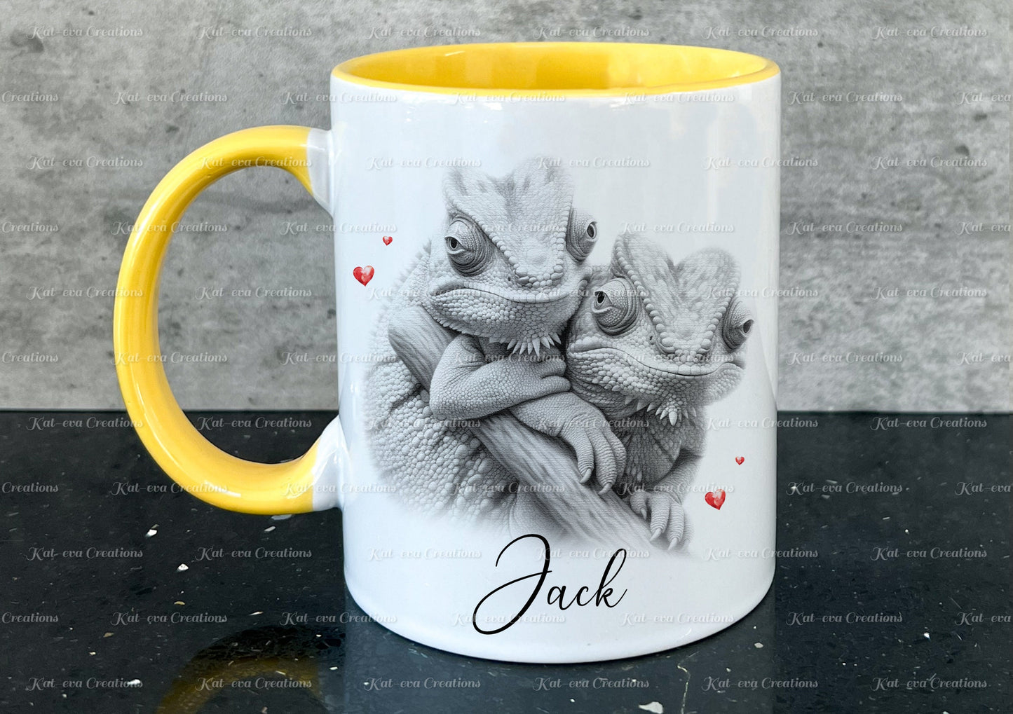 chameleon mug. Personalised chameleon couple cup. Ideal gift for Christmas. Birthday, secret santa or stocking filler. wildlife collection