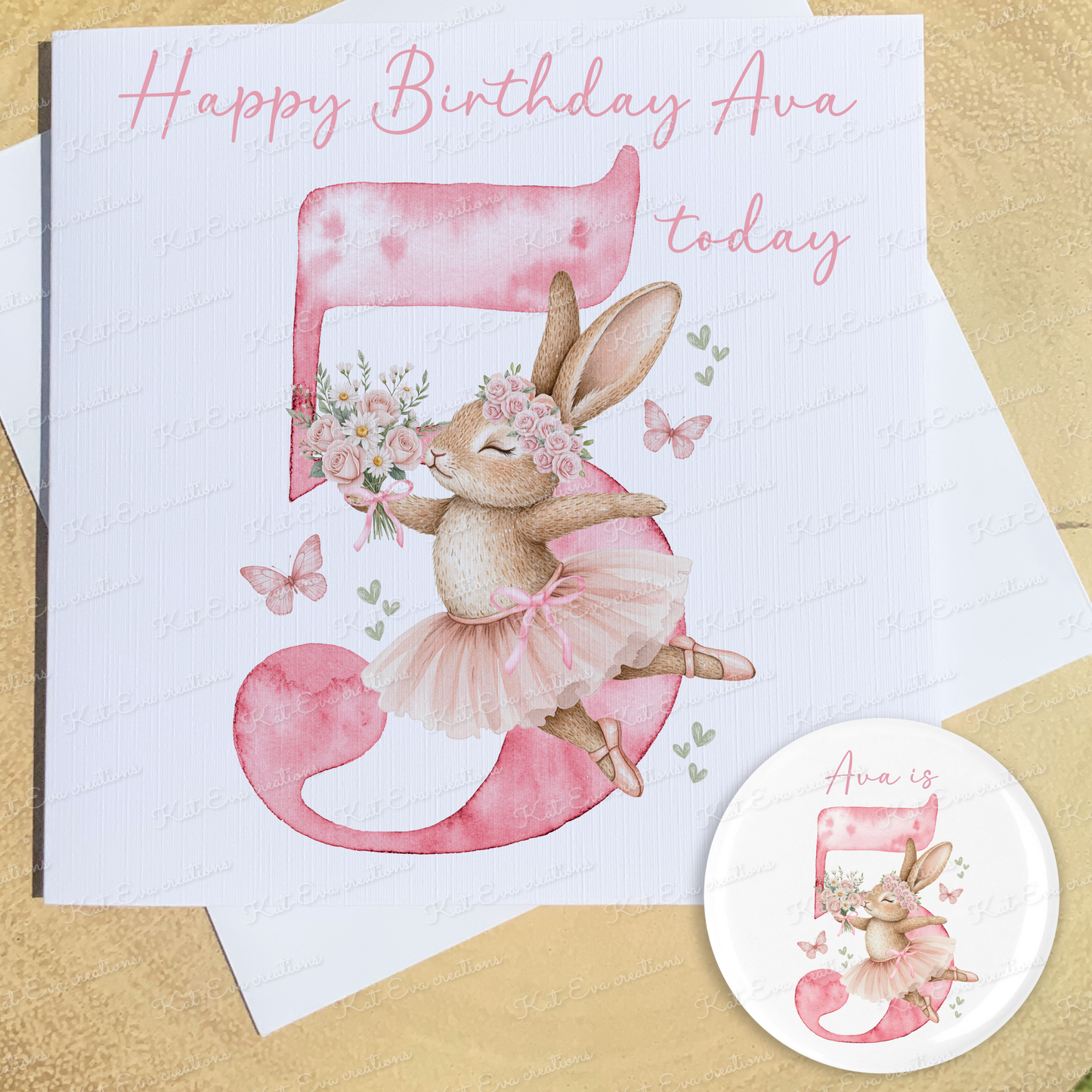 Bunny ballerina Birthday card