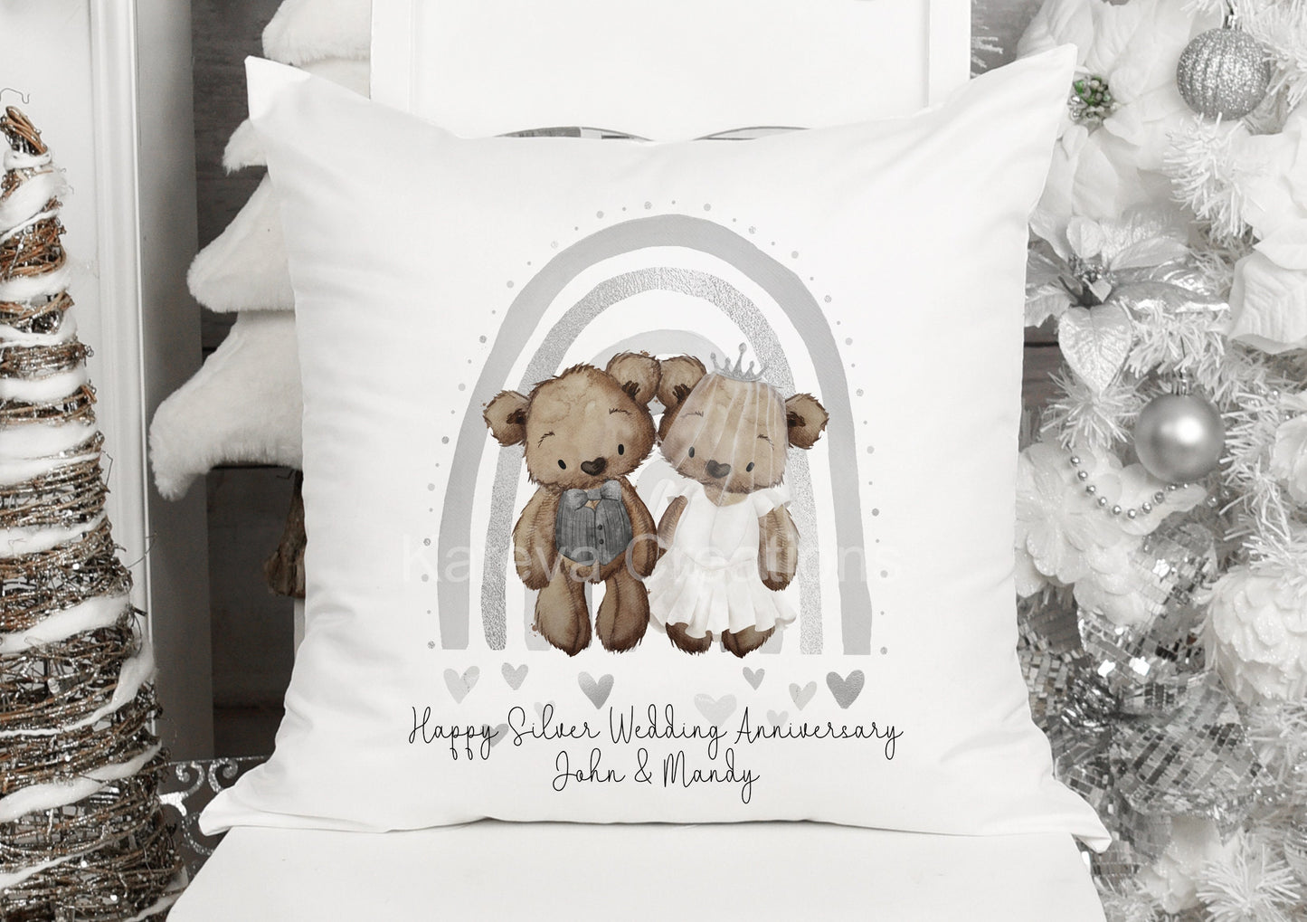 Gold or silver wedding anniversary cushion. Personalised anniversary gift