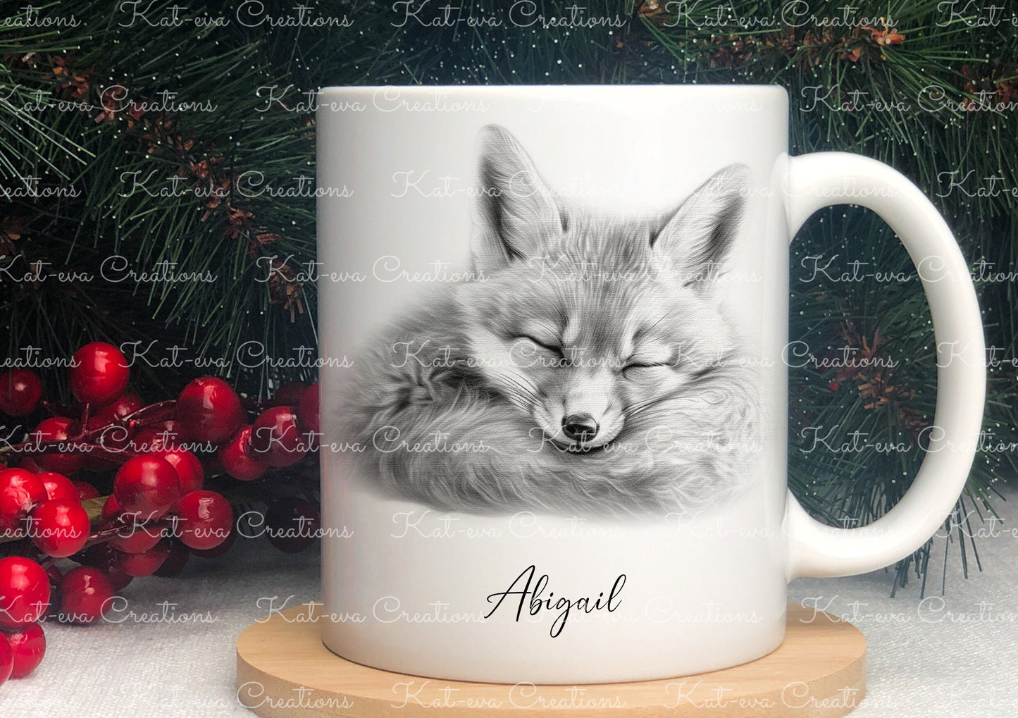 sleeping fox mug. Personalised fox cup. Ideal gift for Christmas. Birthday, secret santa or stocking filler