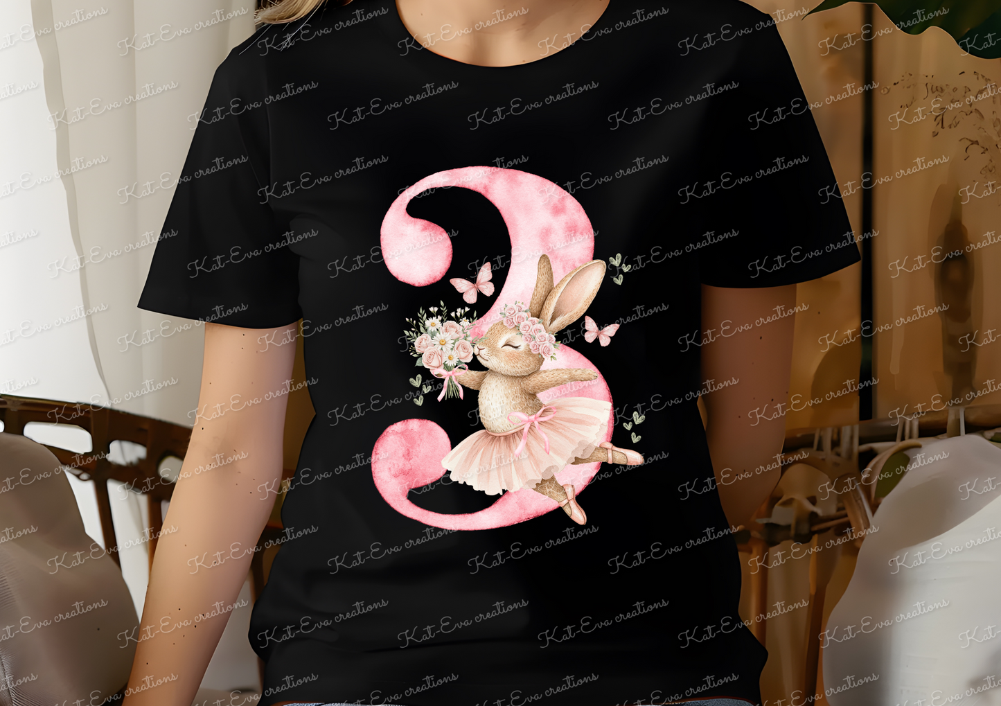 bunny ballerina number tshirt