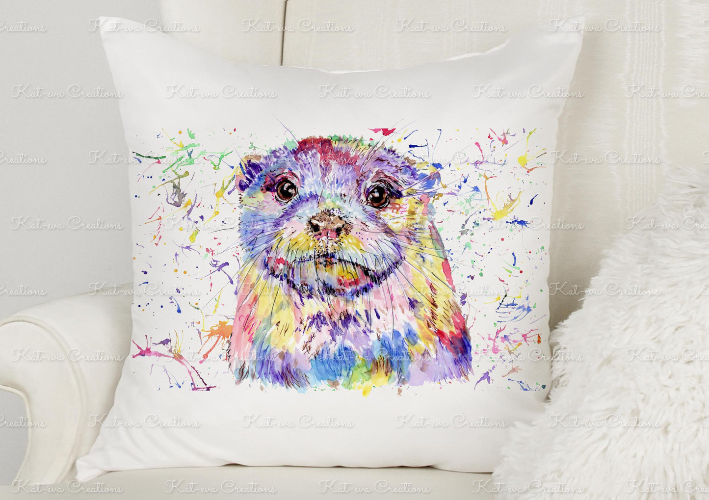 Otter cushion. can be personalised. ideal easter or birthday gift. Mothers day or fathers day present. Valentines day