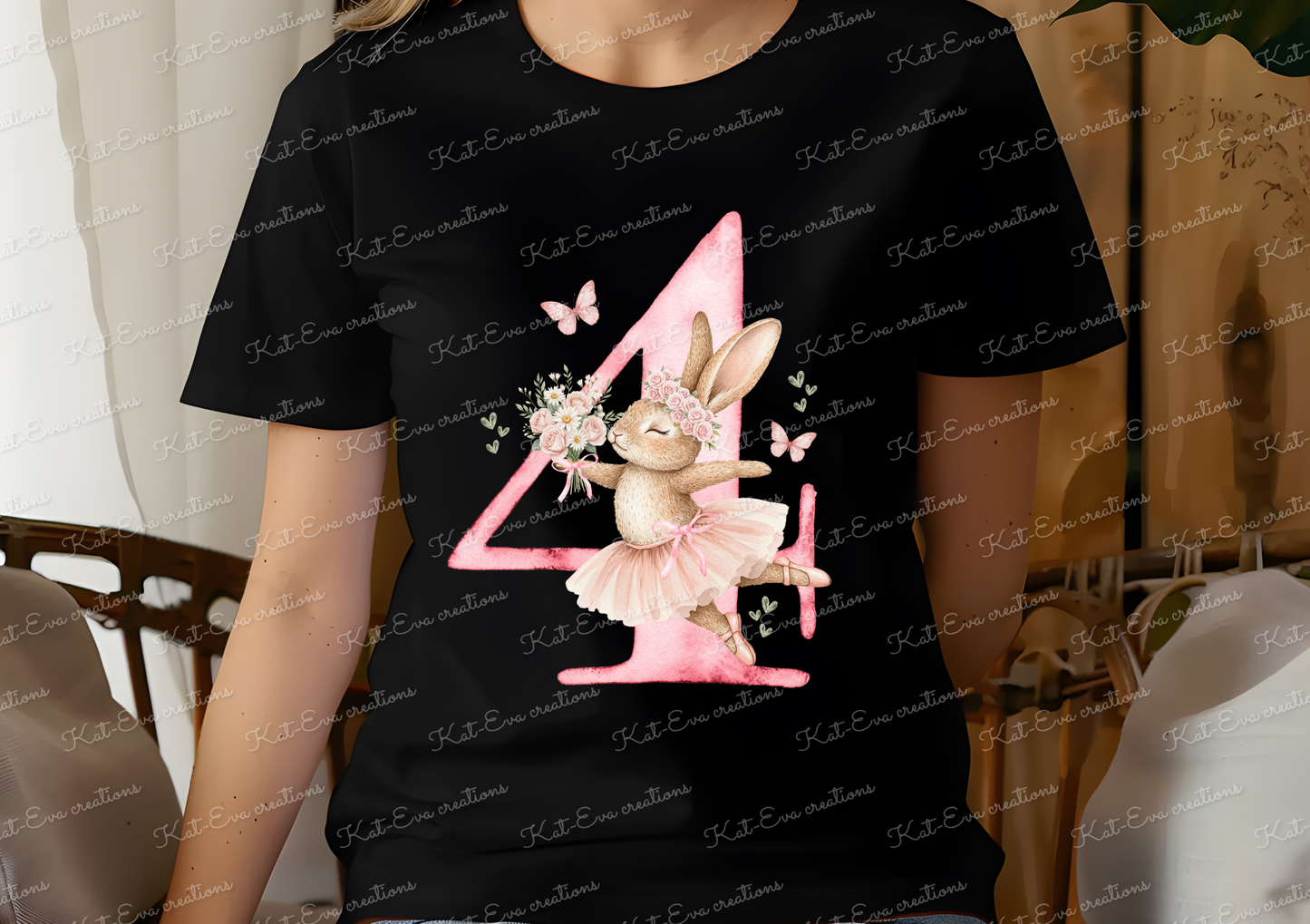 bunny ballerina number tshirt