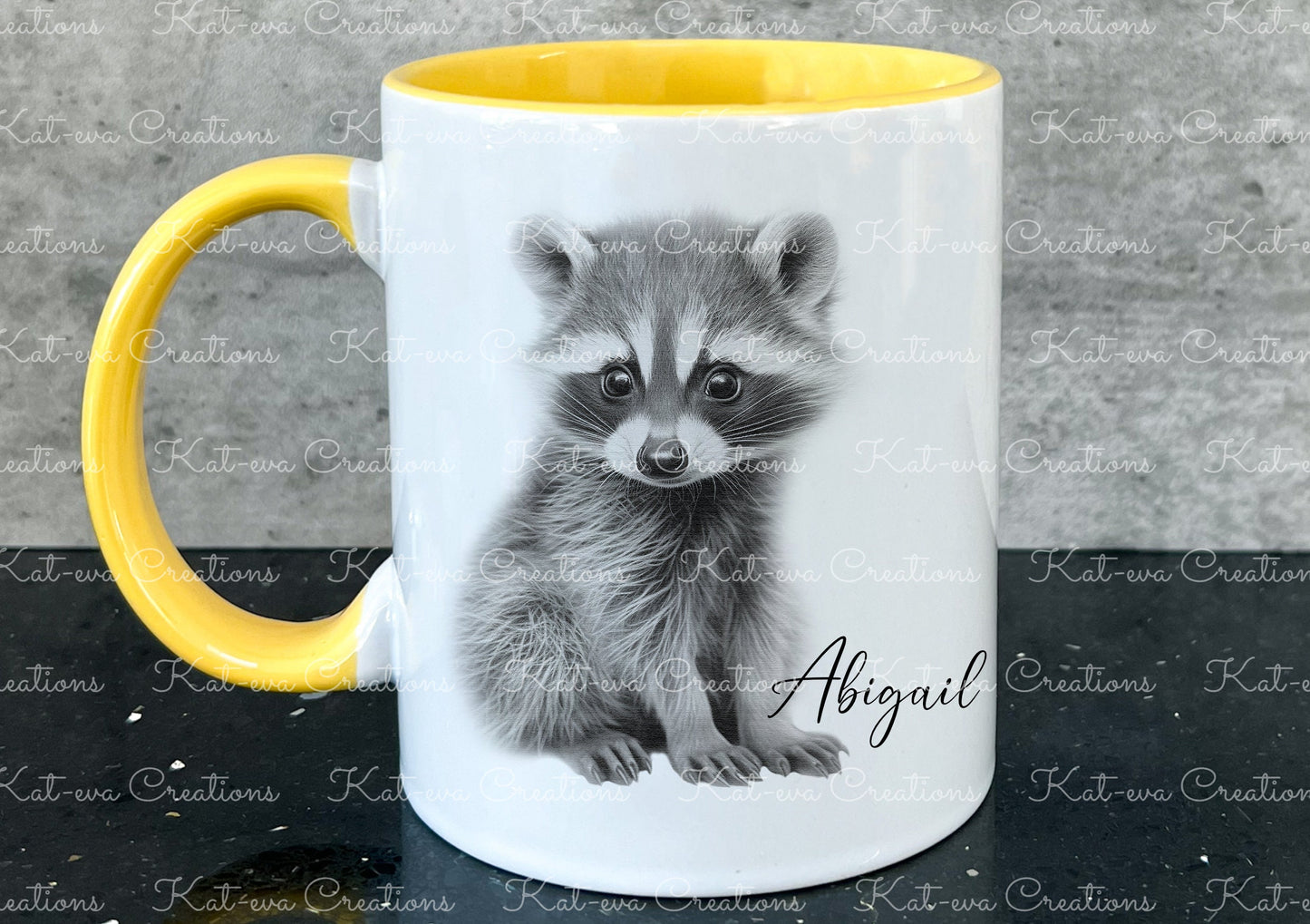 raccoon mug. Personalised raccoon cup. Ideal gift for Christmas. Birthday, secret santa or stocking filler