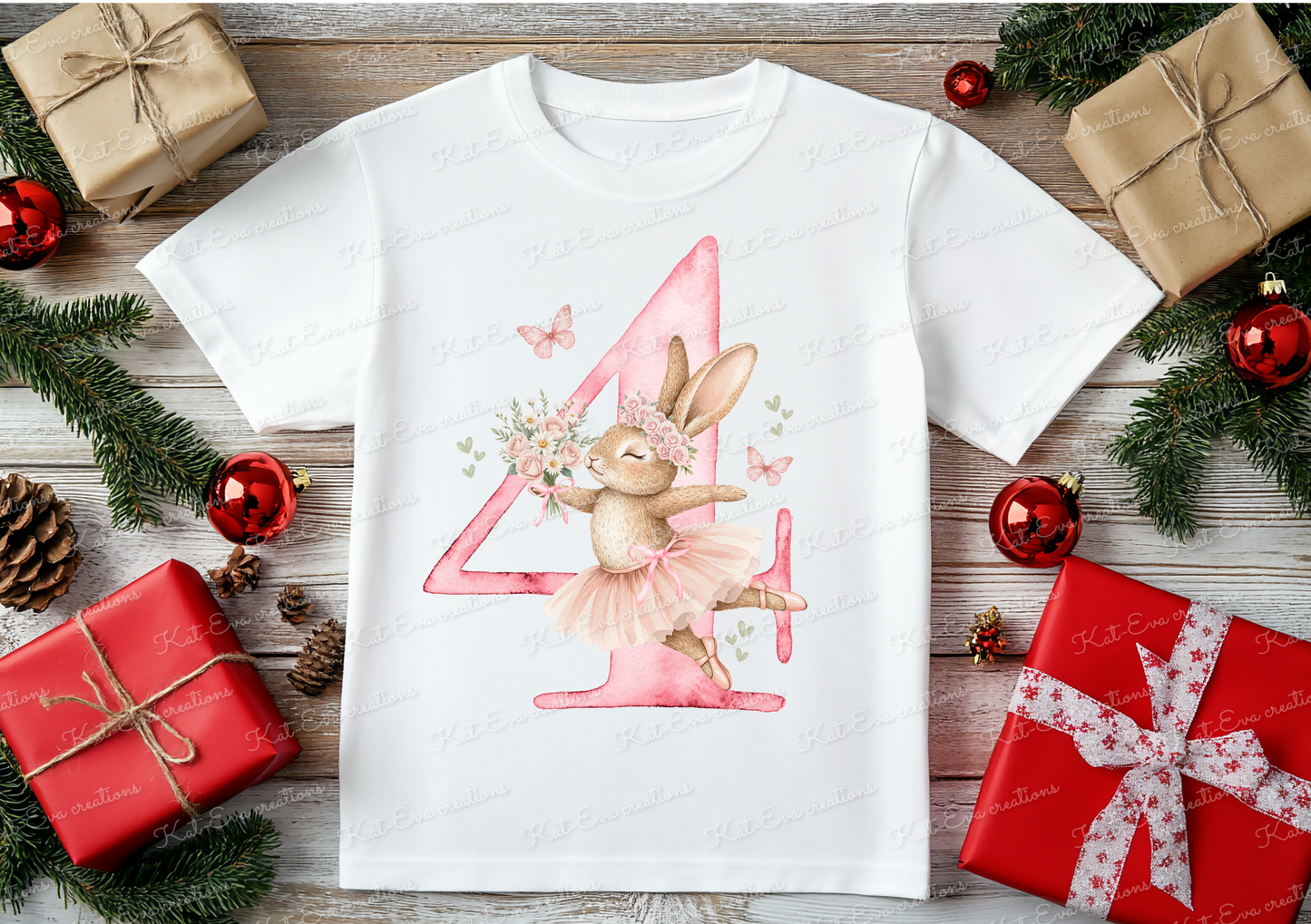 bunny ballerina number tshirt