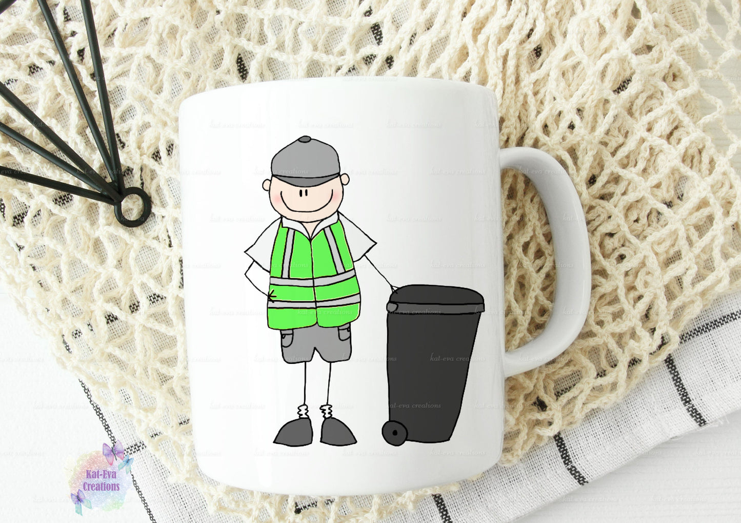 refuse collector bin man recycling man mug. can be personalised