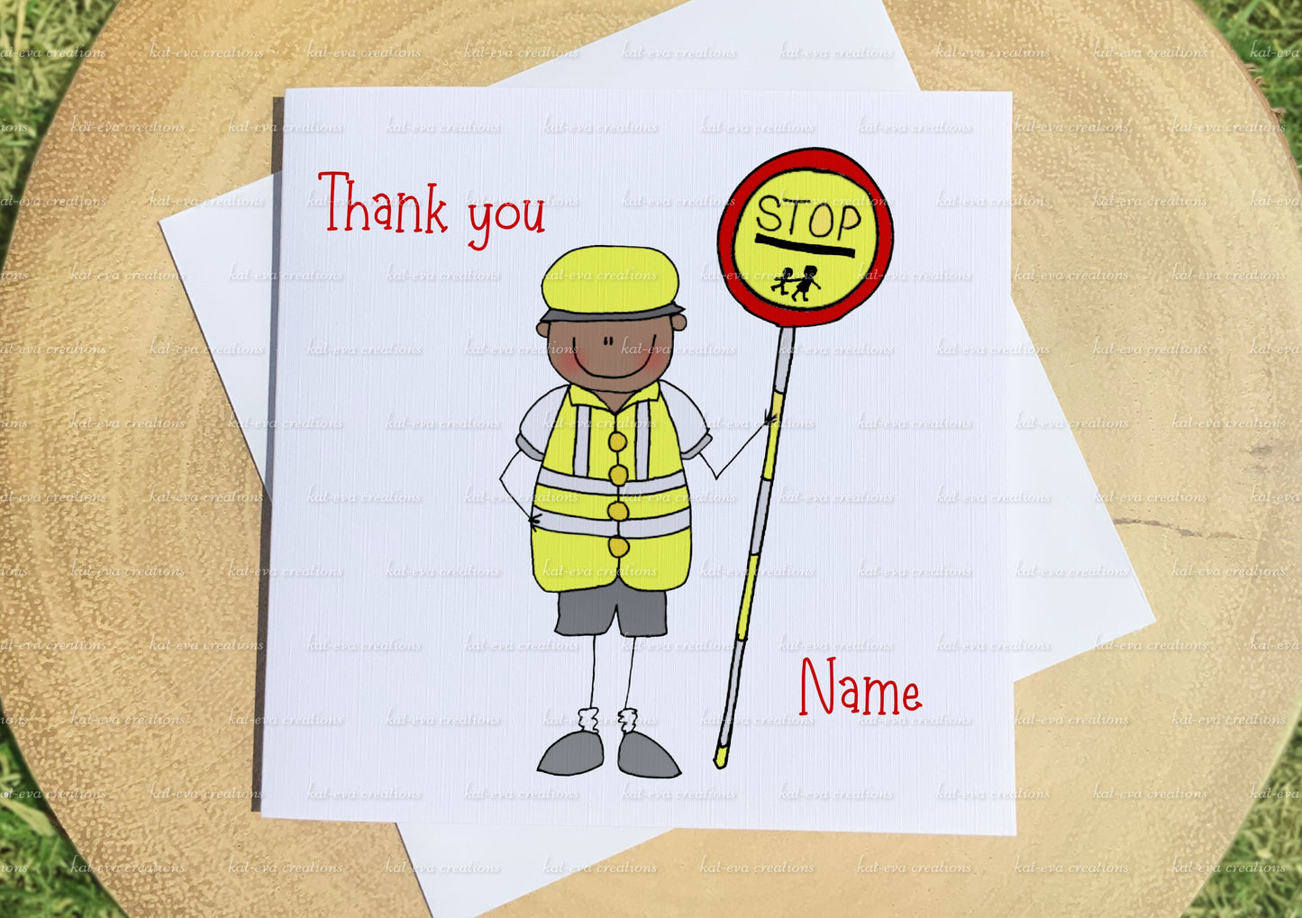 lollipop lady / lollipop man crossing patrol card. can be personalised. thank you card