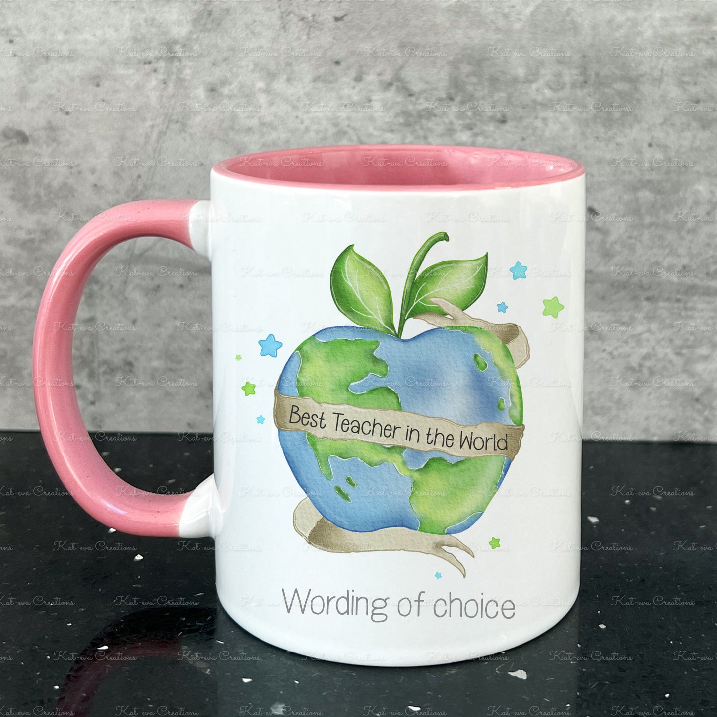 Teacher's mug. personalised teachers cup. best teacher in the world gift. teaching assistant present. apple for my teacher