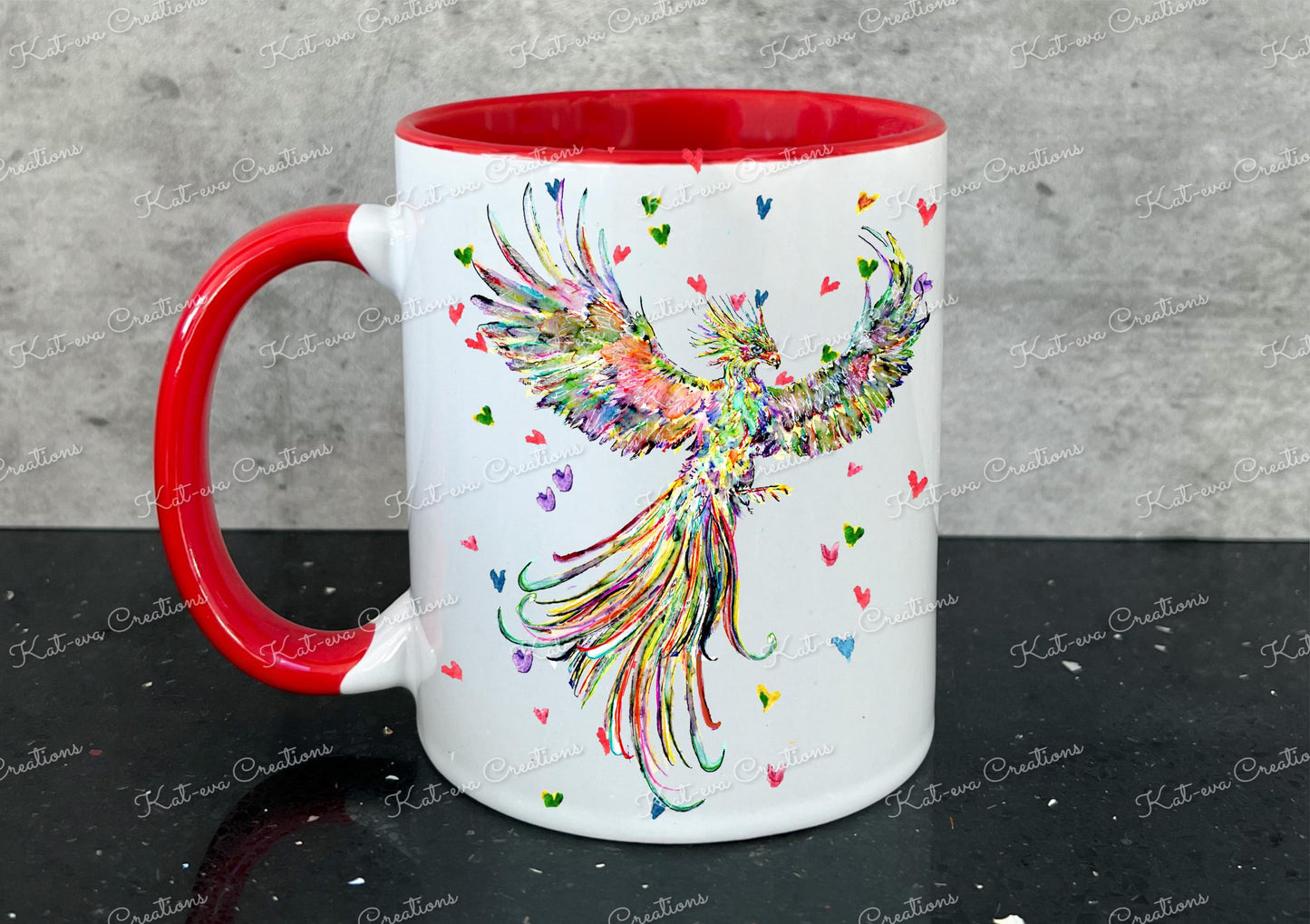 Beautiful phoenix mug. Personalised phoenix cup. ideal christmas or birthday gift. Secret santa present idea