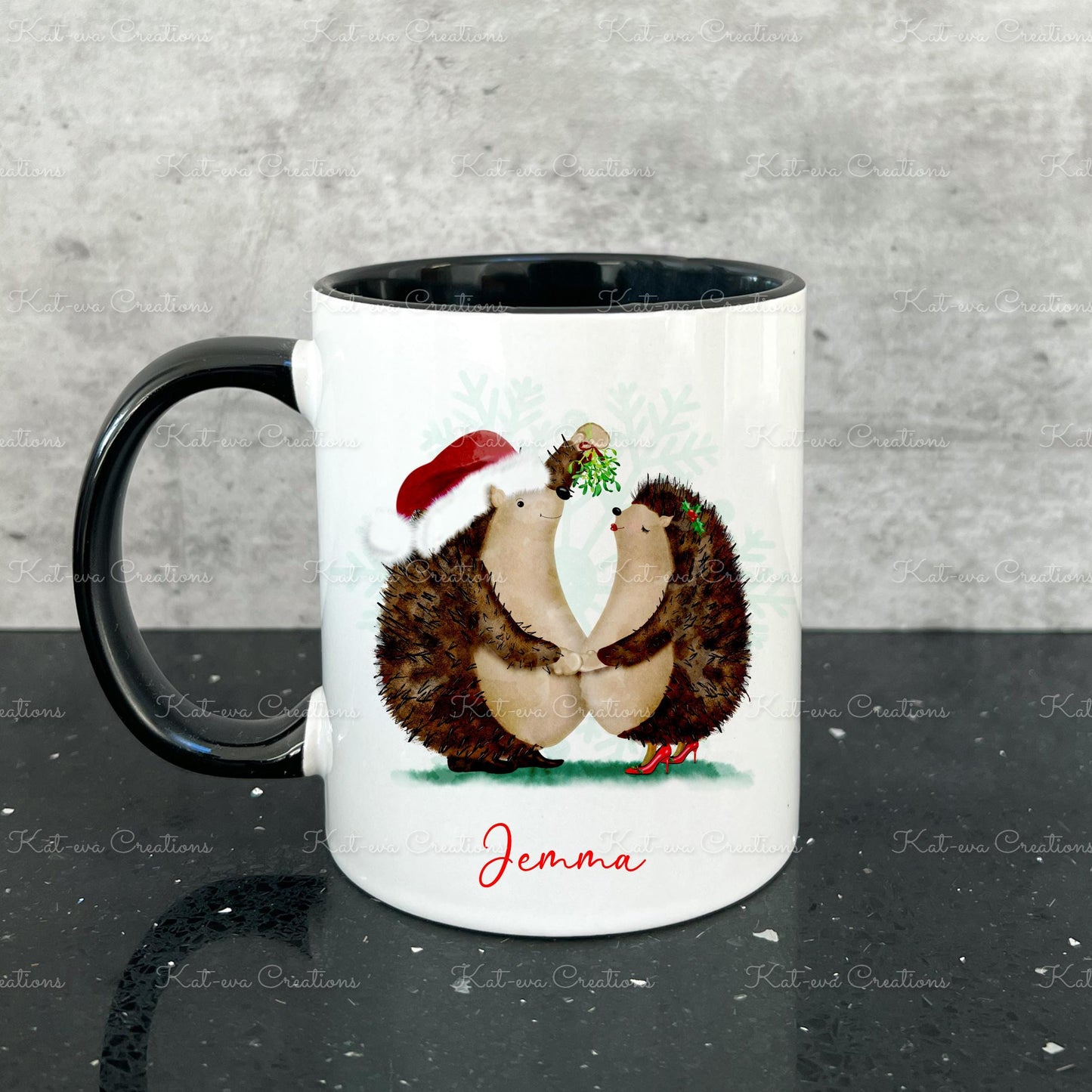 hedgehog mug. Christmas hedgehog cup. can be personalised. Ideal Christmas, birthday, secret Santa or stocking filler gift