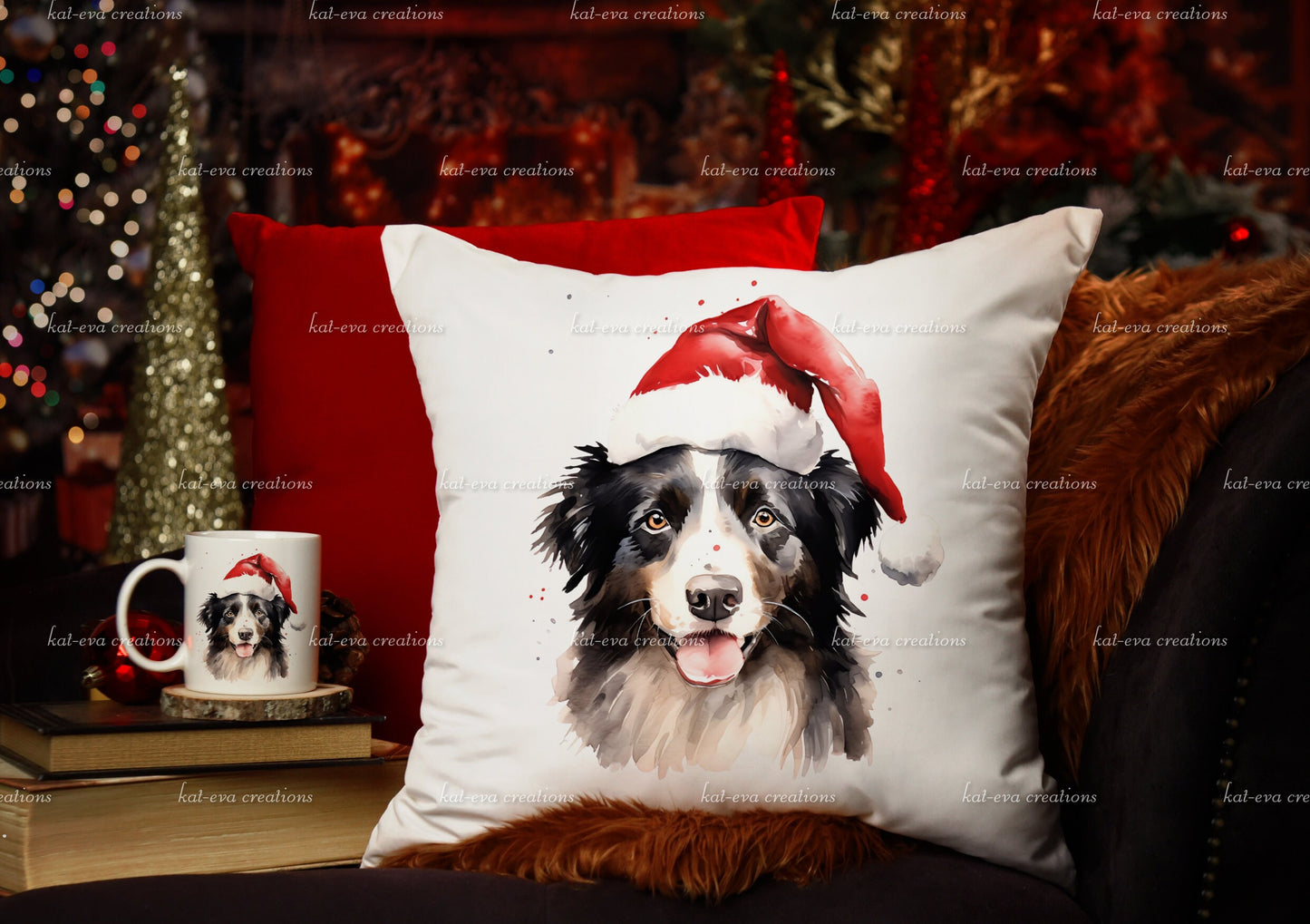 Border collie Mug, personalised Christmas collie mug. Ideal Christmas gift. stocking filler or secret Santa present