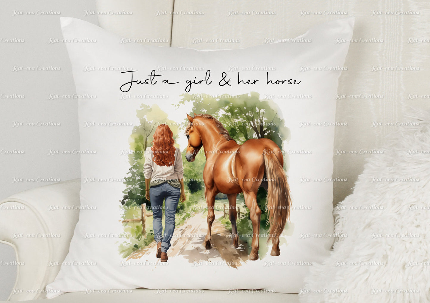 Horse cushion. personalised horse pillow. Lots of different girls and horses available