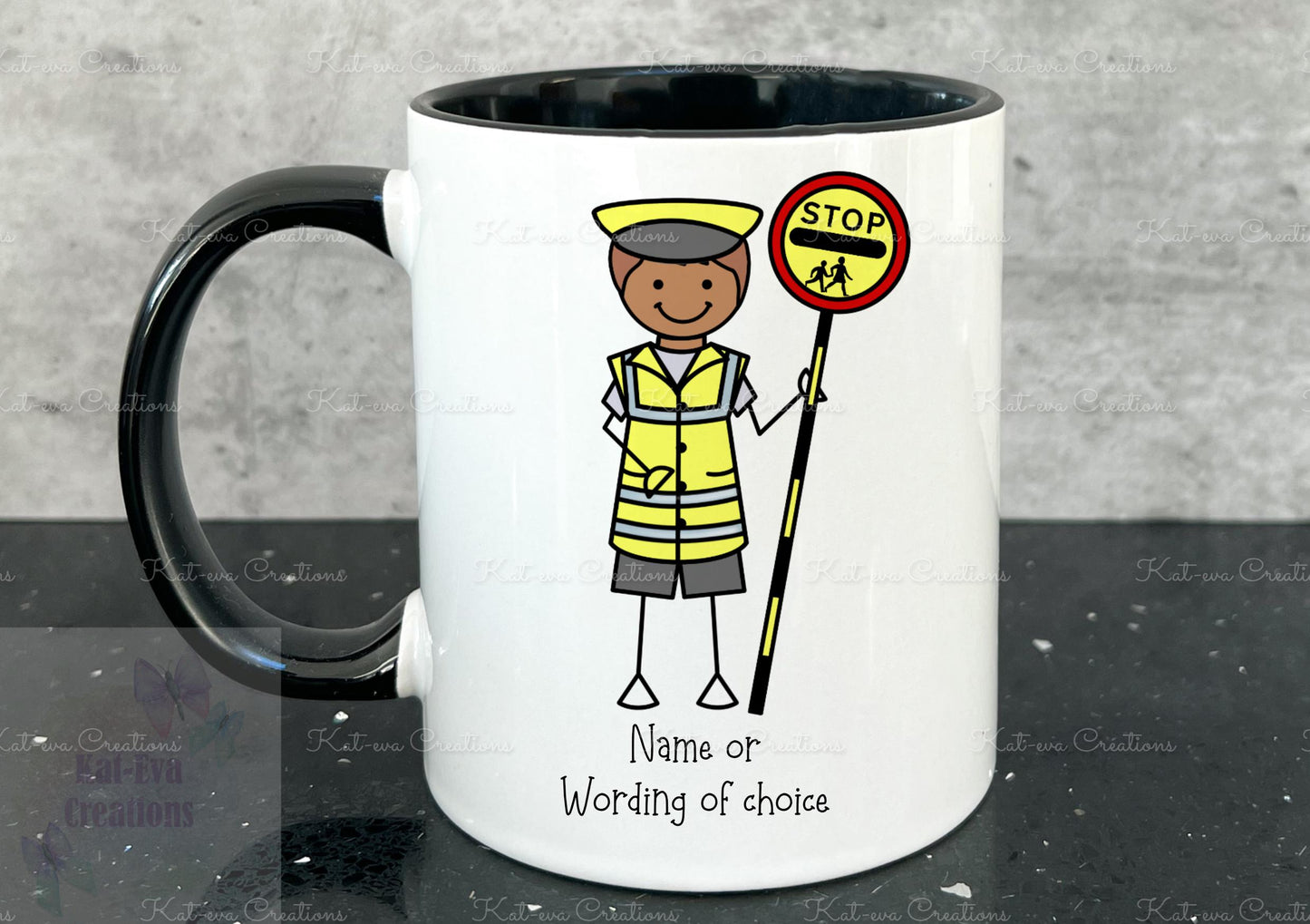 personalised lollipop lady / man / crossing stick man rainbow 11oz mug or mug and coaster set
