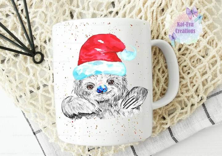 Cute watercolour monochrome sloth mug