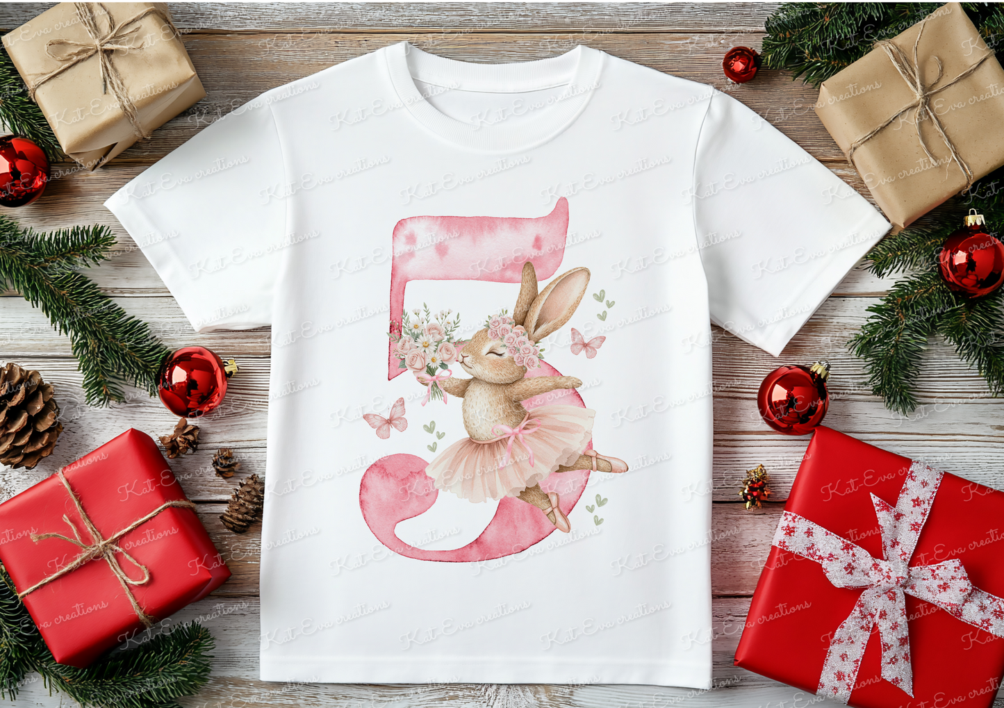 bunny ballerina number tshirt
