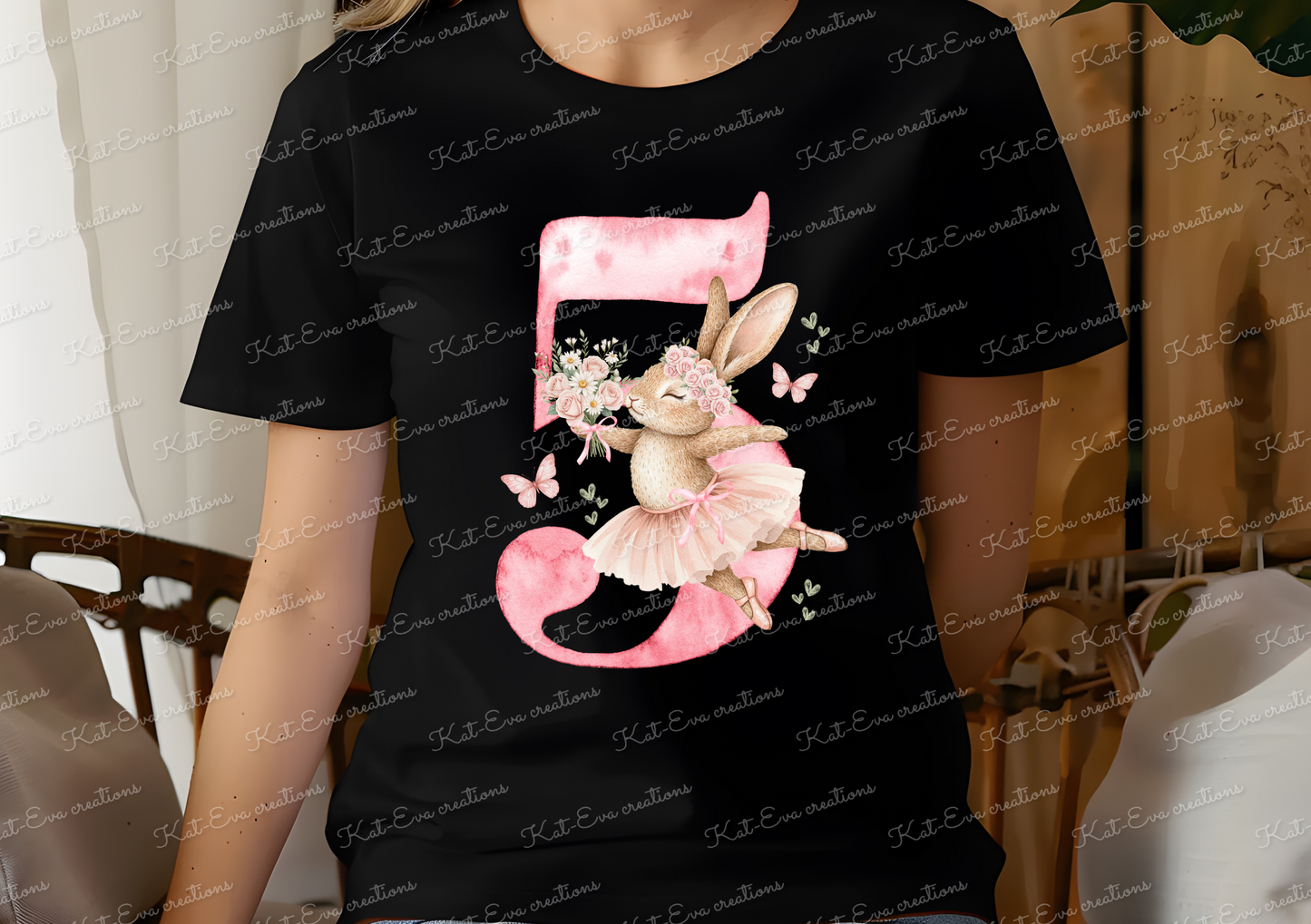 bunny ballerina number tshirt