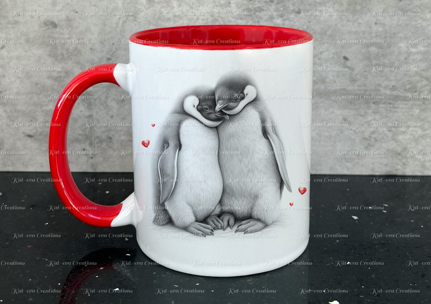 Penguin mug. Personalised penguin couple cup. Ideal gift for Christmas. Birthday, secret santa or stocking filler. wildlife collection