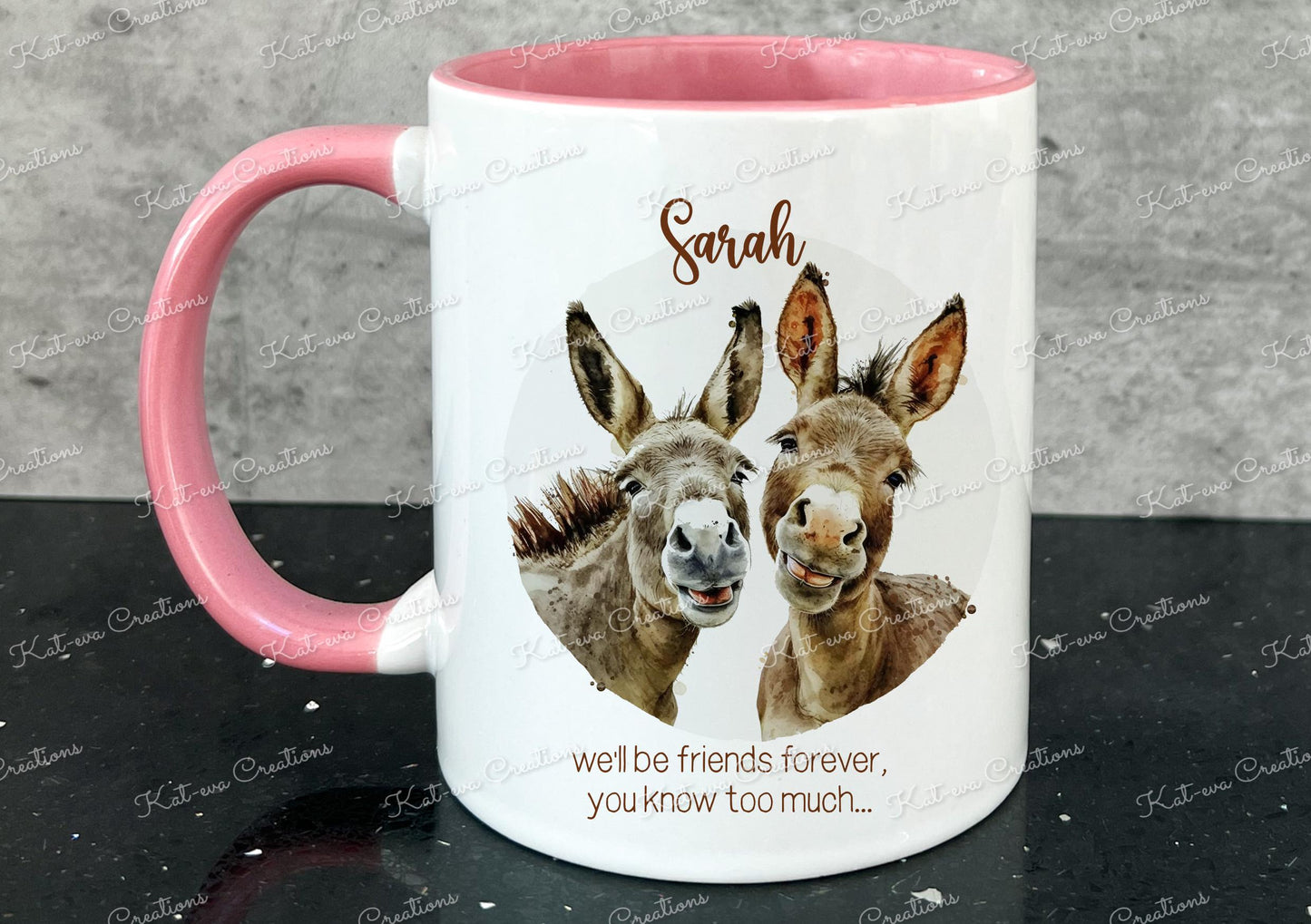 Donkey mug, personalised donkey cup. best friends forever. Christmas gift, birthday present