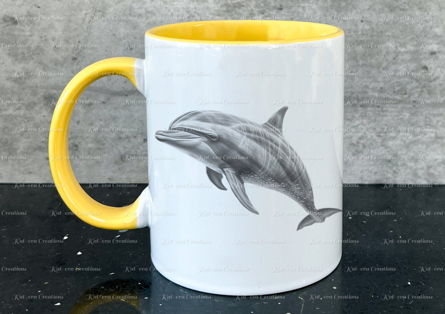 Dolphin mug. Personalised sketch dolphin cup. Ideal gift for Christmas. Birthday, secret santa or stocking filler