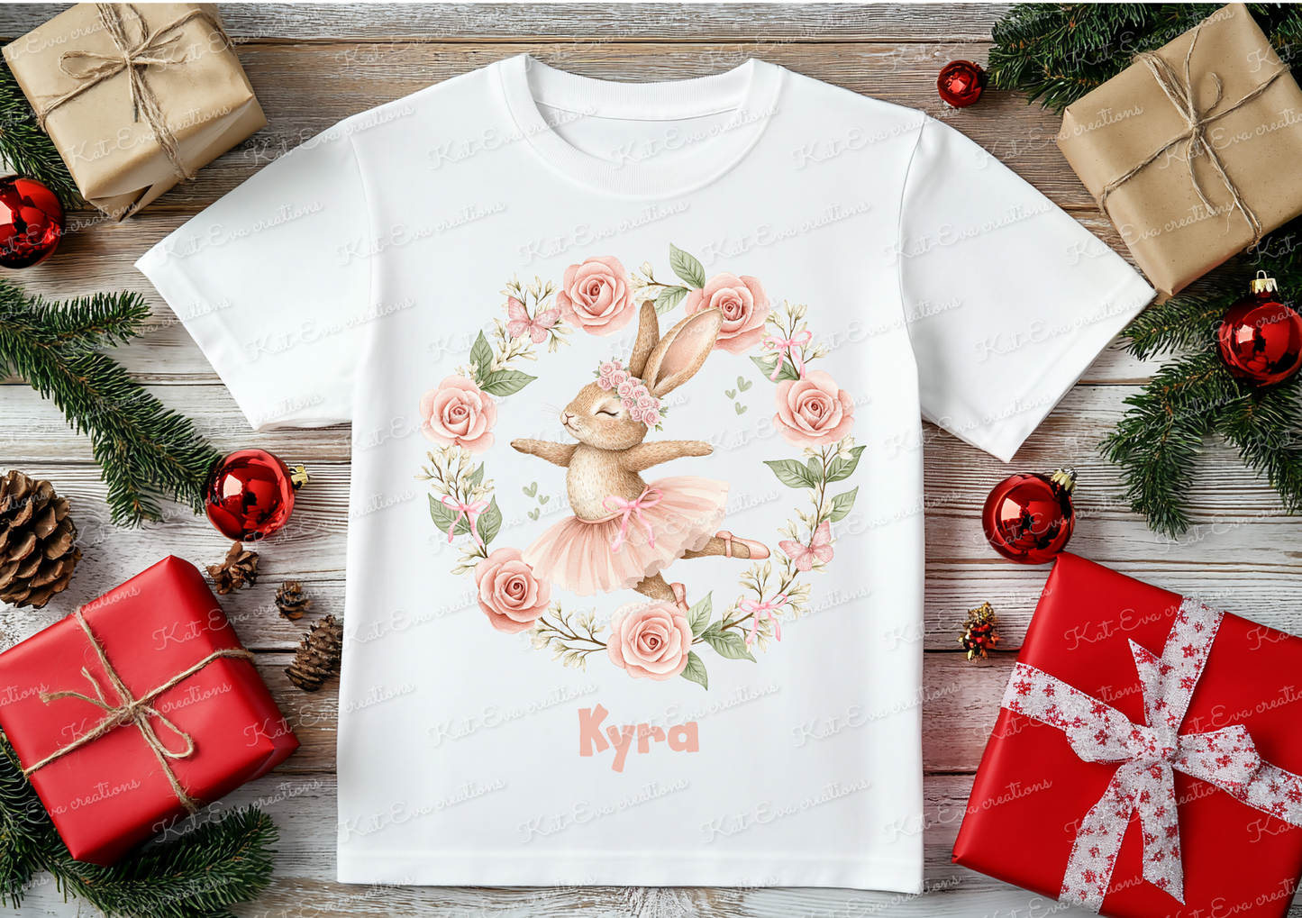 bunny ballerina number tshirt