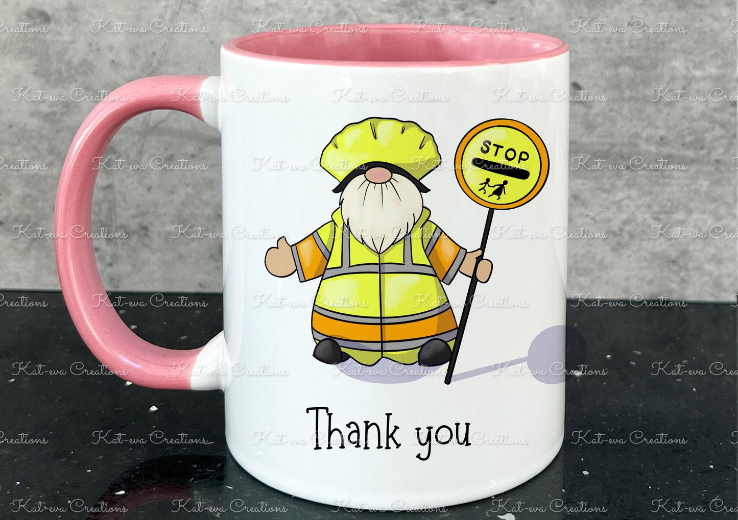 Personalised lollipop man woman gonk gnome mug. . lollypop crossing patrol. Ideal christmas present or birthday gift