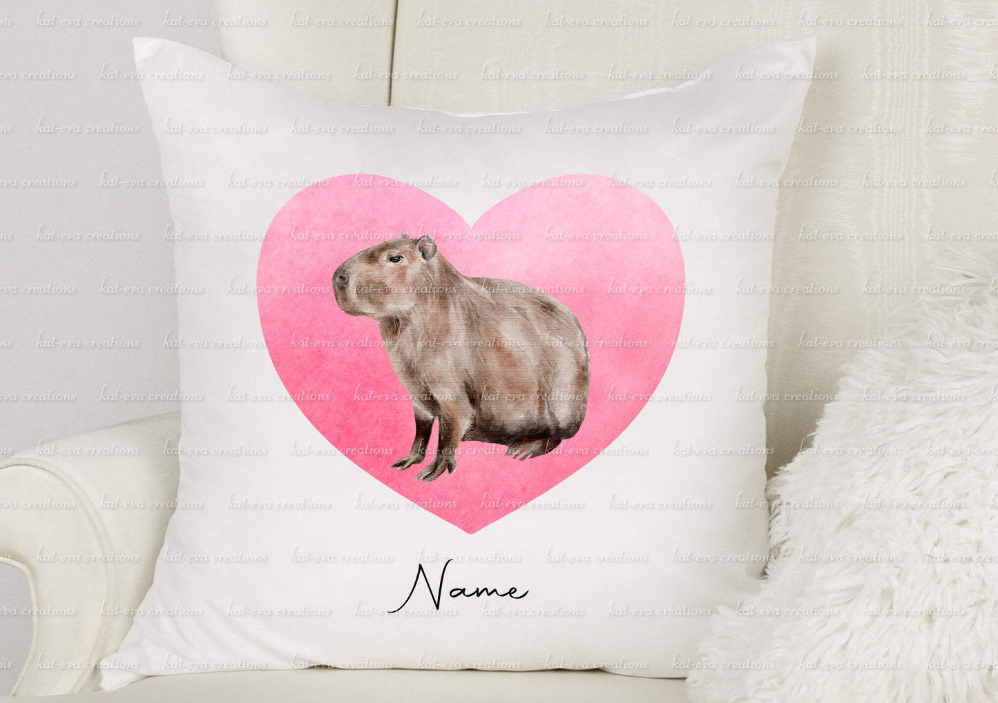 personalised watercolour capybara cushion