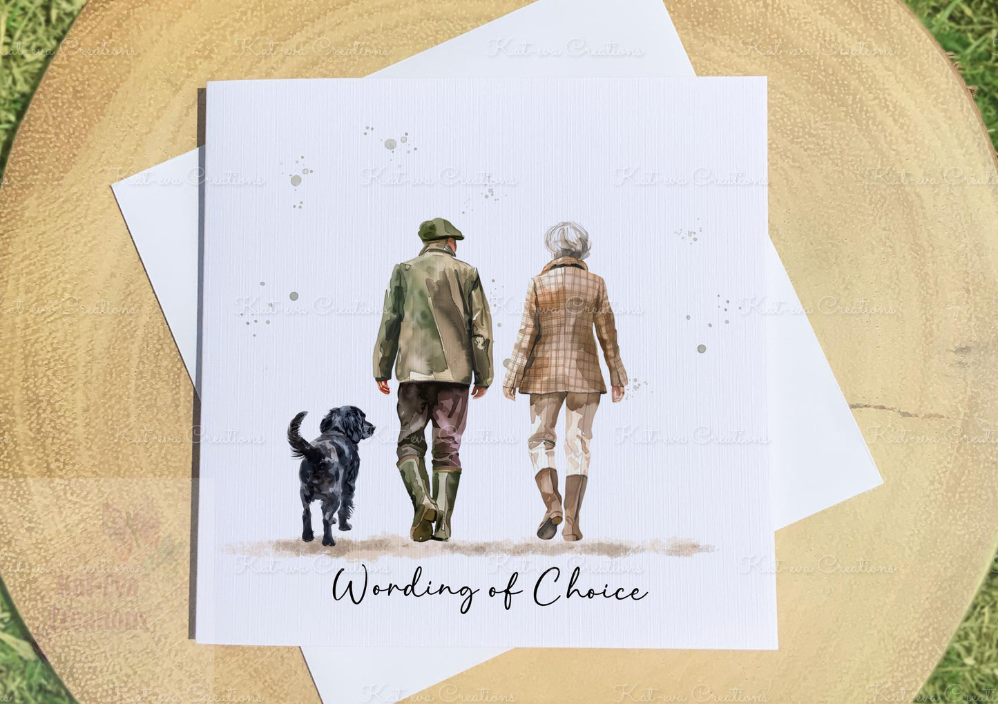 Dog card. Country famer family card. personalised dog card. Lots of different people and dogs available