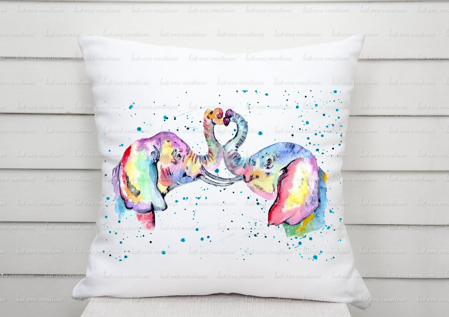 Personalised elephant cushion. Elephant couple. ideal valentine, engagement or wedding present