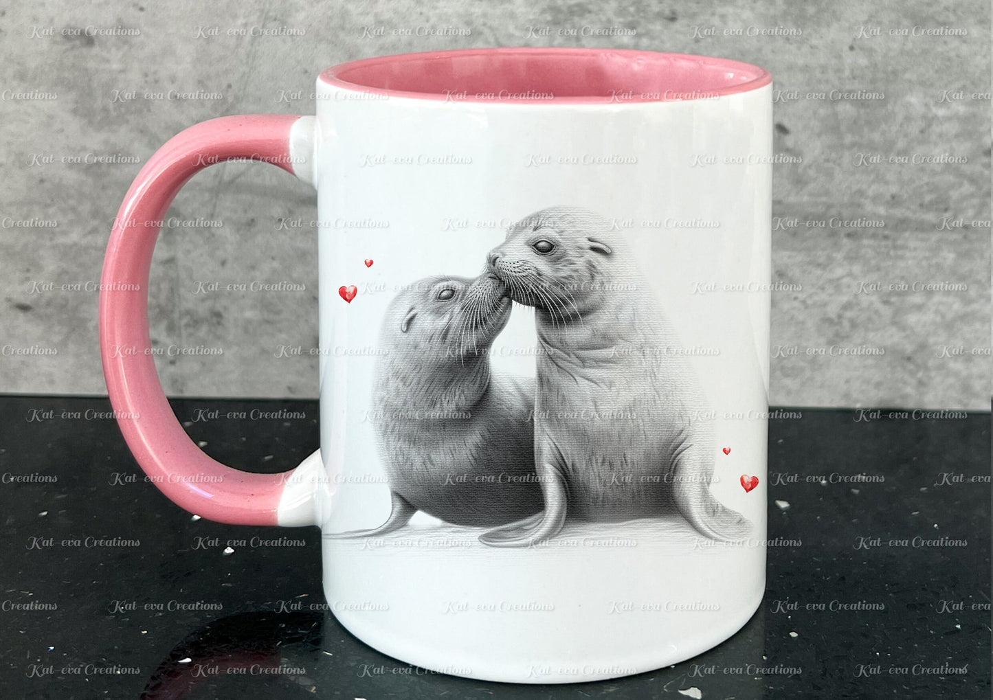 seal mug. Personalised seal bear couple cup. Ideal gift for Christmas. Birthday, secret santa or stocking filler. arctic collection