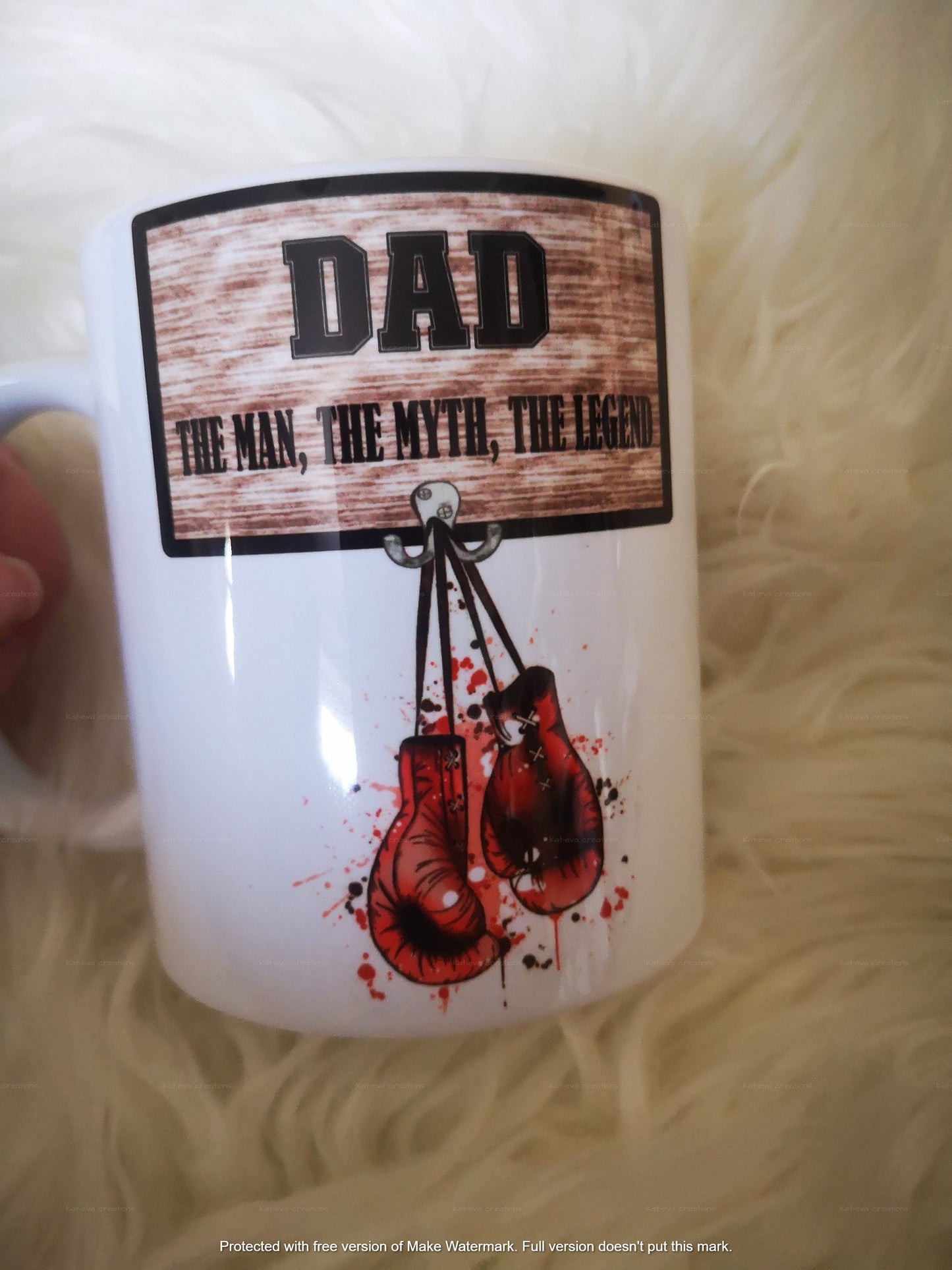 Dad / grandad the man, the myth the legend boxing glove 11oz mug can be personalised