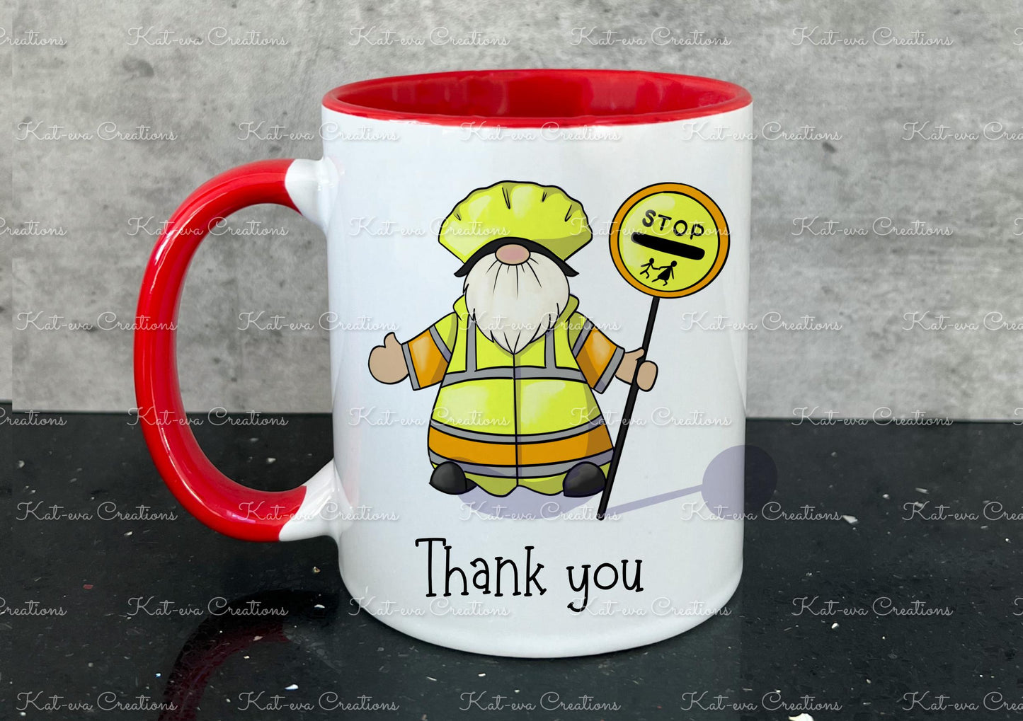 Personalised lollipop man woman gonk gnome mug. . lollypop crossing patrol. Ideal christmas present or birthday gift