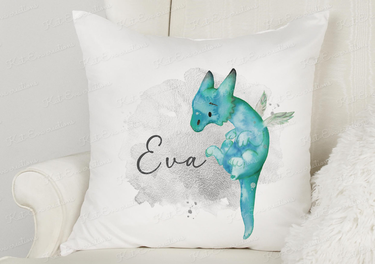 dragon cushion. Personalised Dragon worry cushion. gift for children, Dragon present
