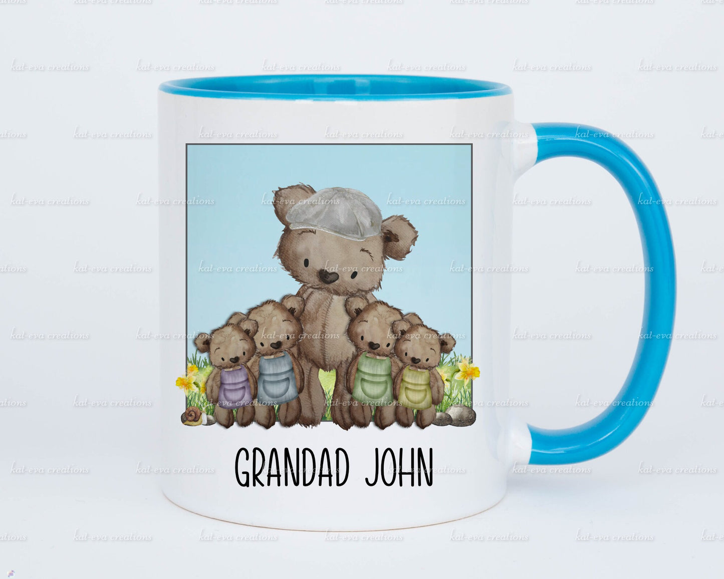 Stunning watercolour dad, grandad teddy mug or mug and coaster set. can be personalised