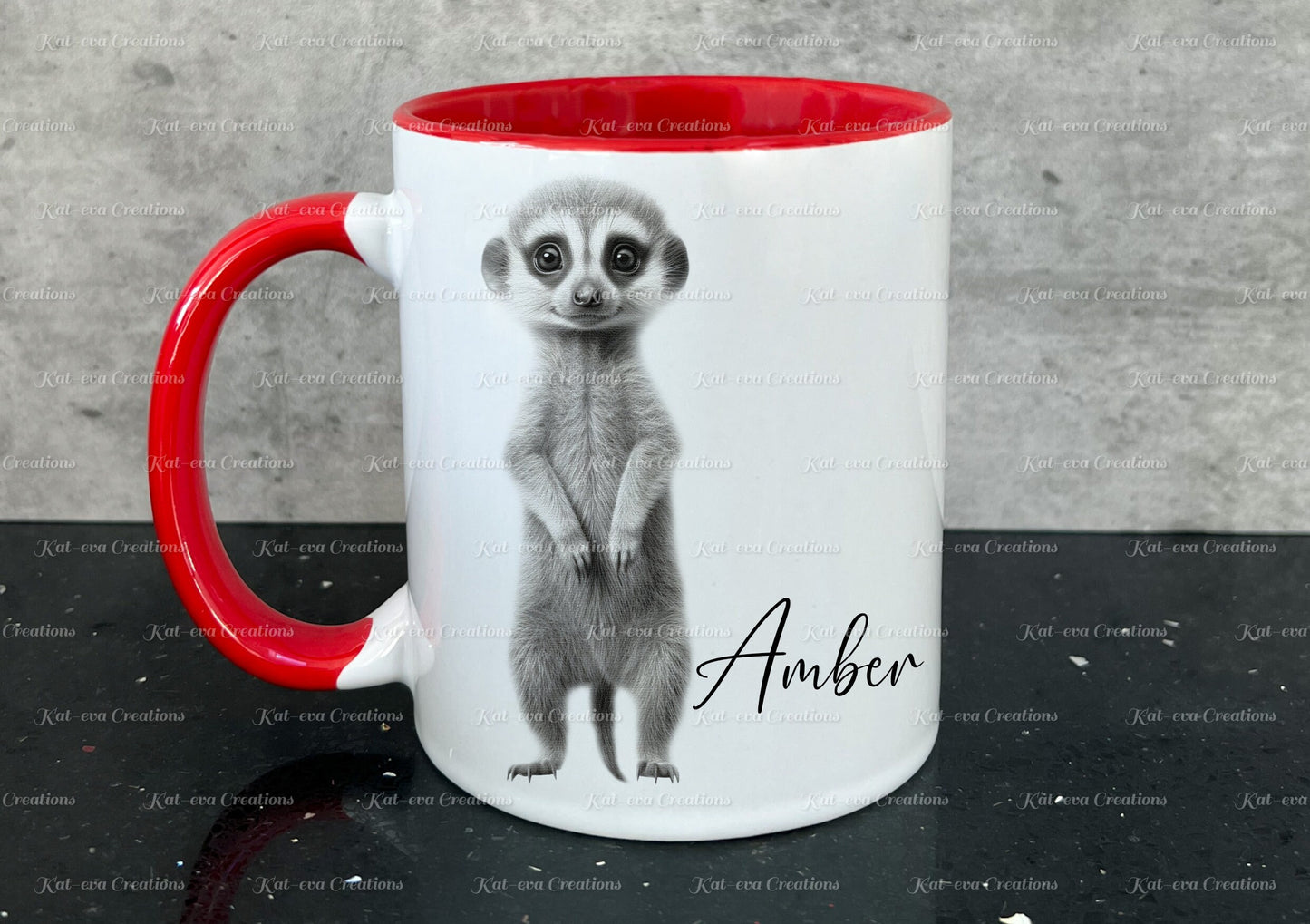 cute meerkat mug. Personalised baby meerkat cup. Ideal gift for Christmas. Birthday, secret santa or stocking filler